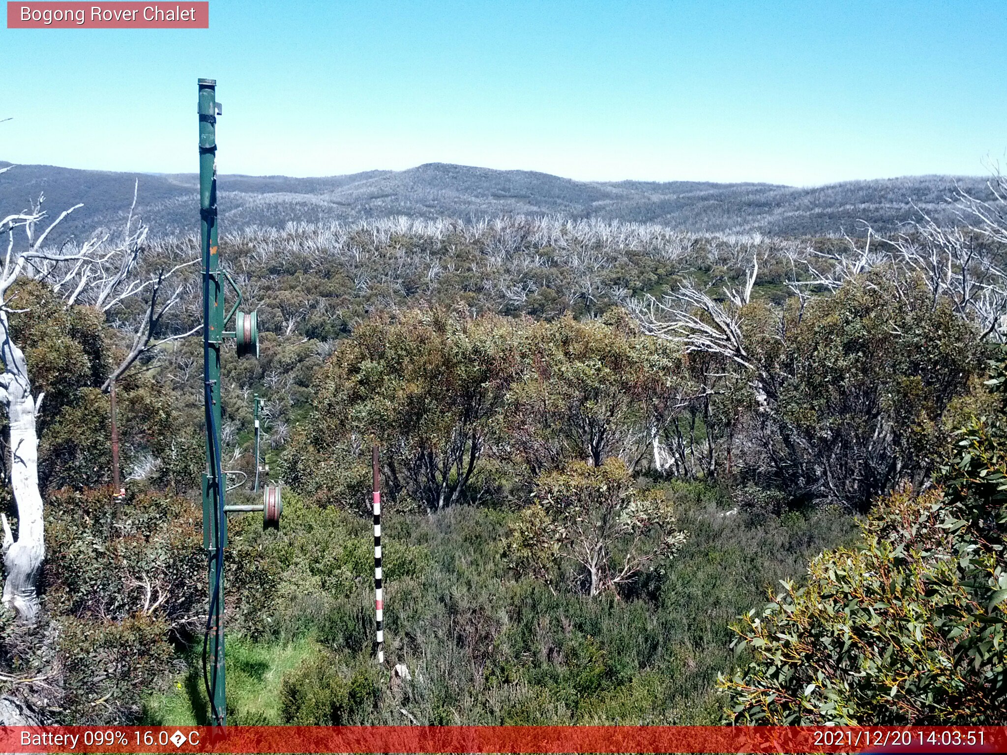 Bogong Web Cam 2:03pm Monday 20th of December 2021