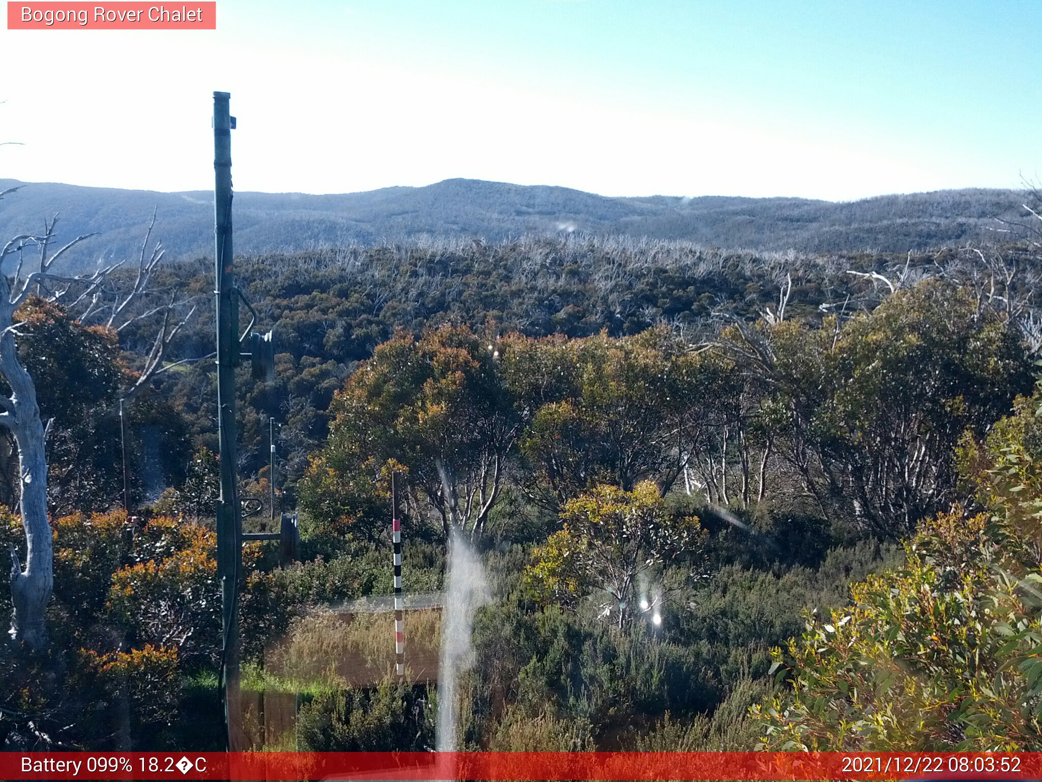 Bogong Web Cam 8:03am Wednesday 22nd of December 2021