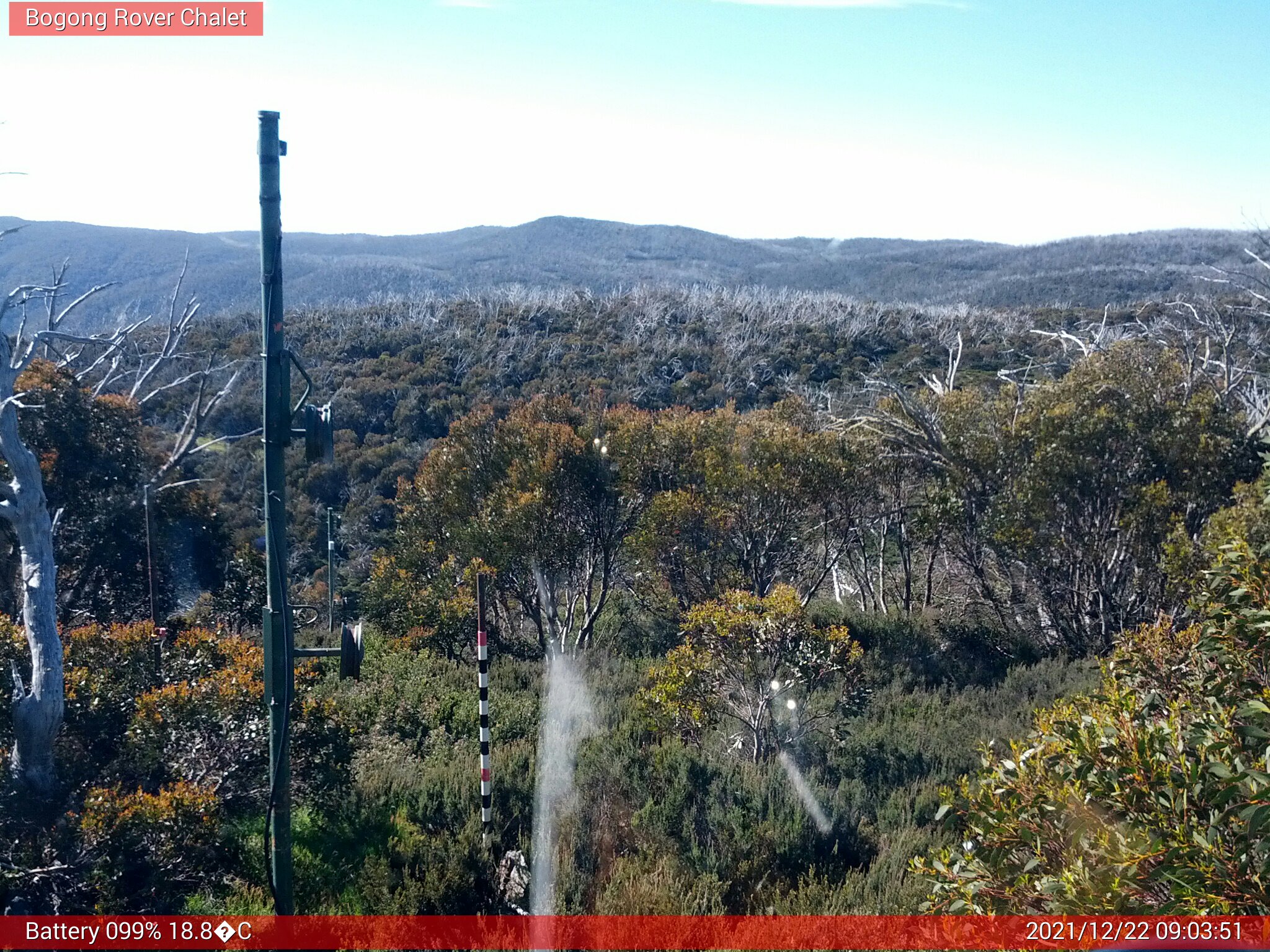 Bogong Web Cam 9:03am Wednesday 22nd of December 2021