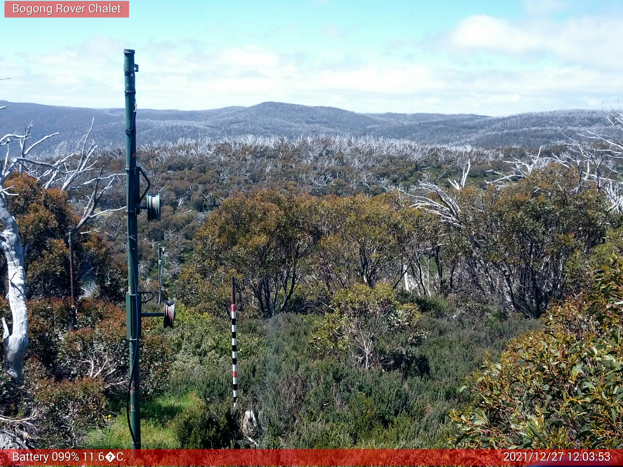 Bogong Web Cam 12:03pm Monday 27th of December 2021