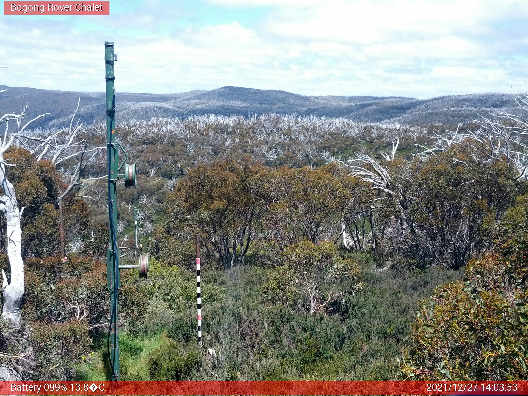 Bogong Web Cam 2:03pm Monday 27th of December 2021