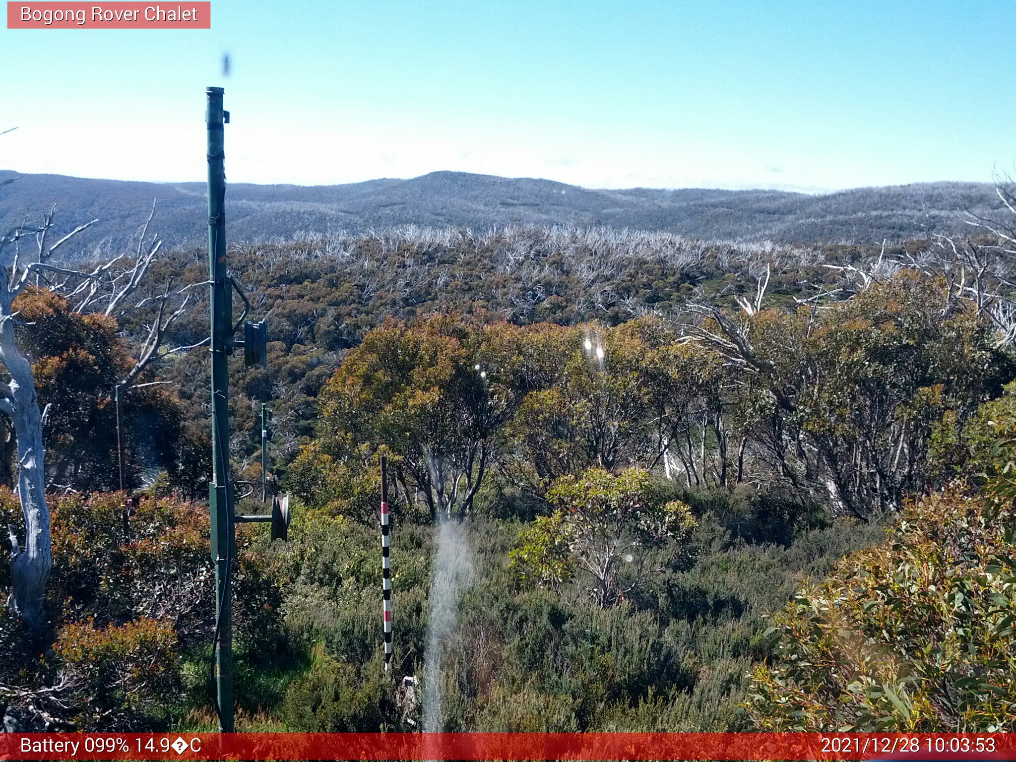 Bogong Web Cam 10:03am Tuesday 28th of December 2021