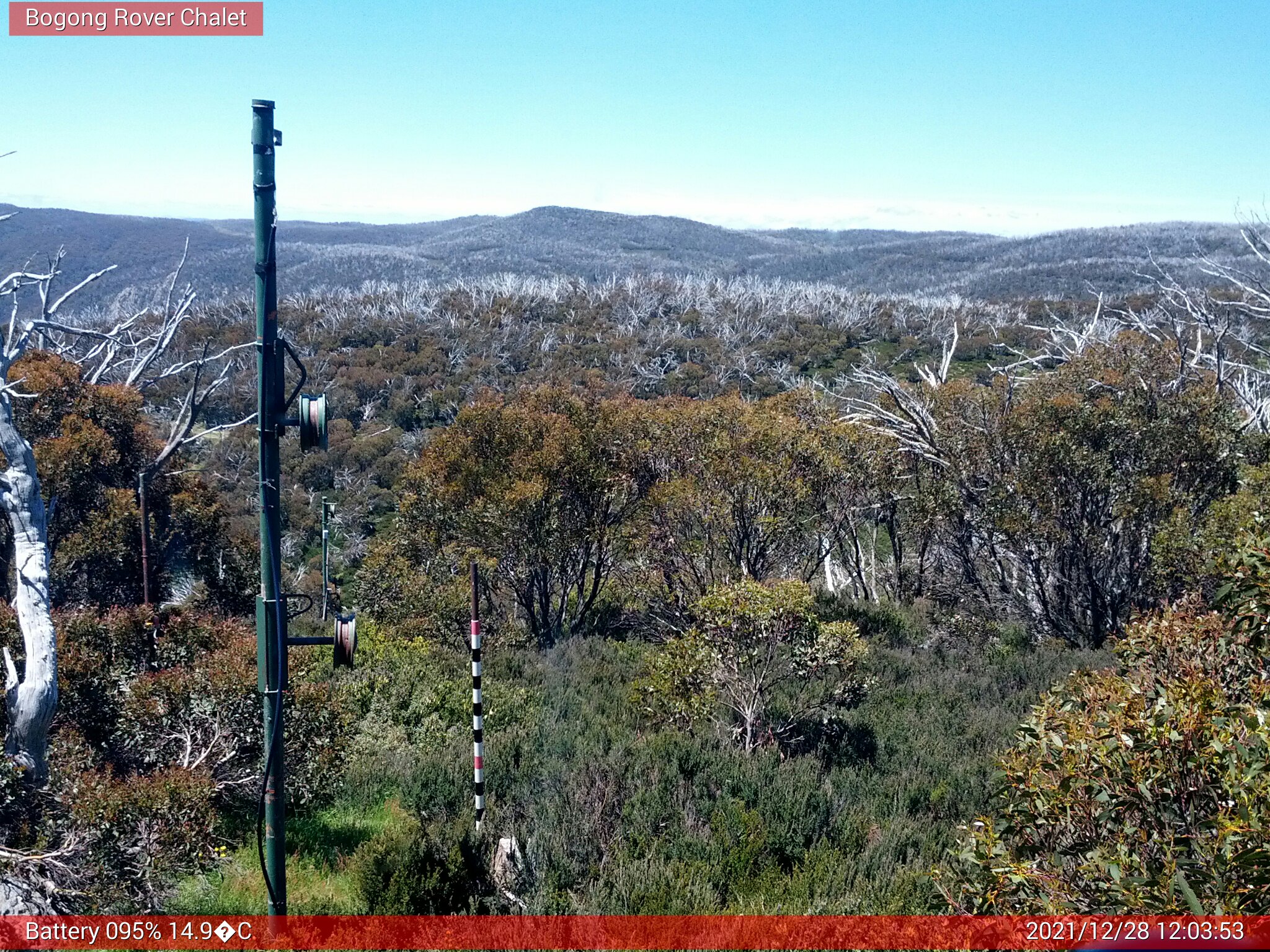 Bogong Web Cam 12:03pm Tuesday 28th of December 2021