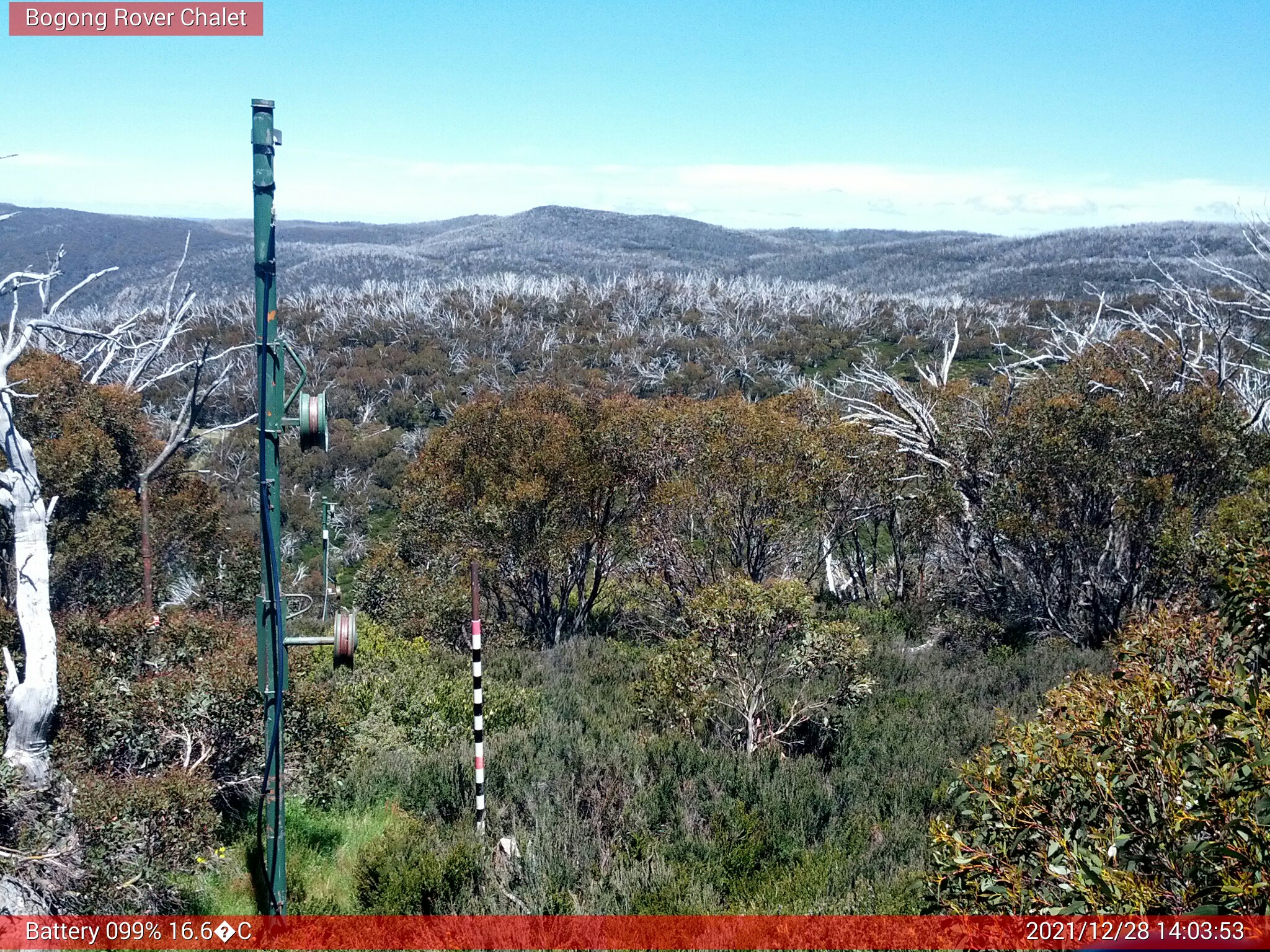 Bogong Web Cam 2:03pm Tuesday 28th of December 2021