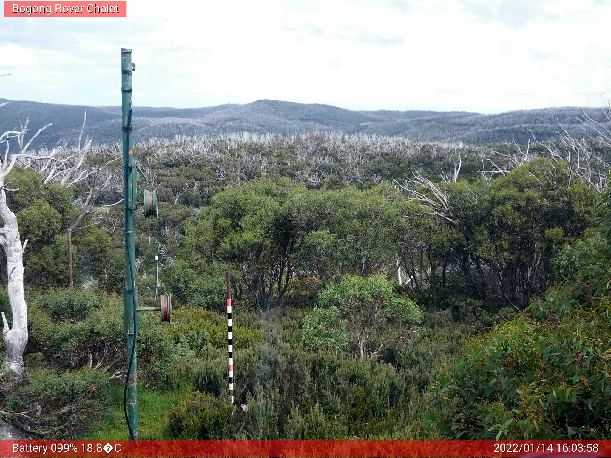 Bogong Web Cam 4:03pm Friday 14th of January 2022