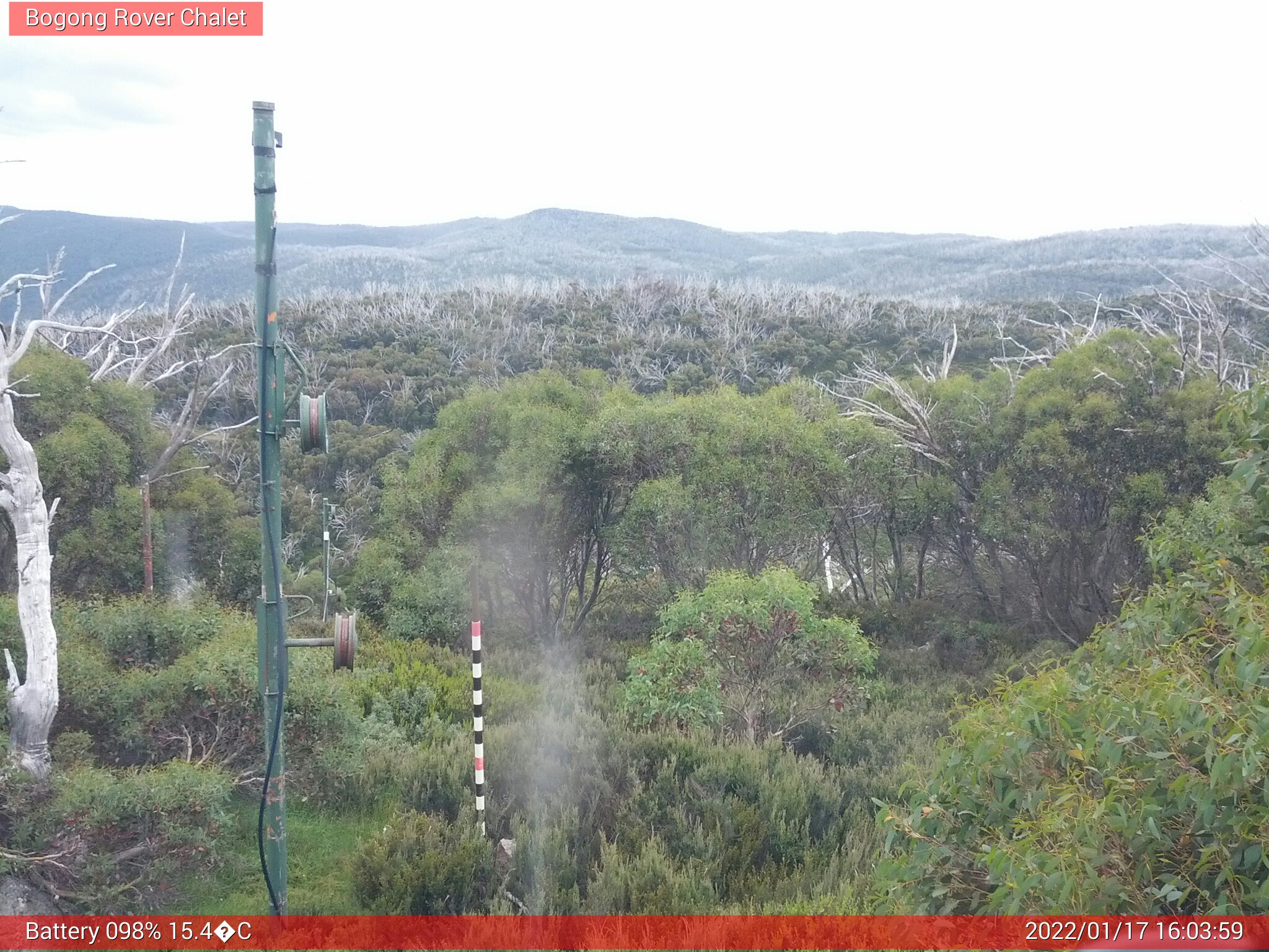 Bogong Web Cam 4:03pm Monday 17th of January 2022