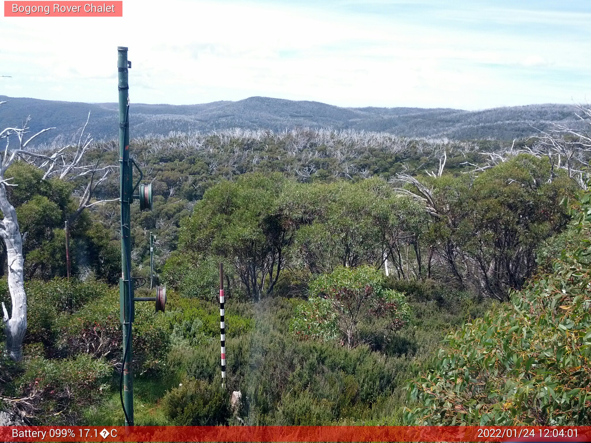 Bogong Web Cam 12:04pm Monday 24th of January 2022