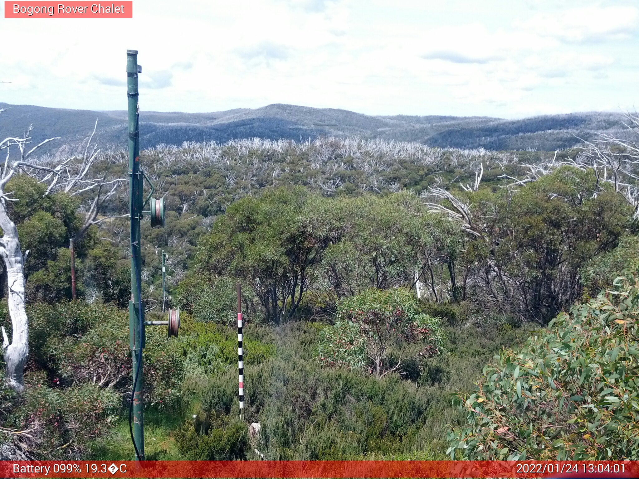 Bogong Web Cam 1:04pm Monday 24th of January 2022