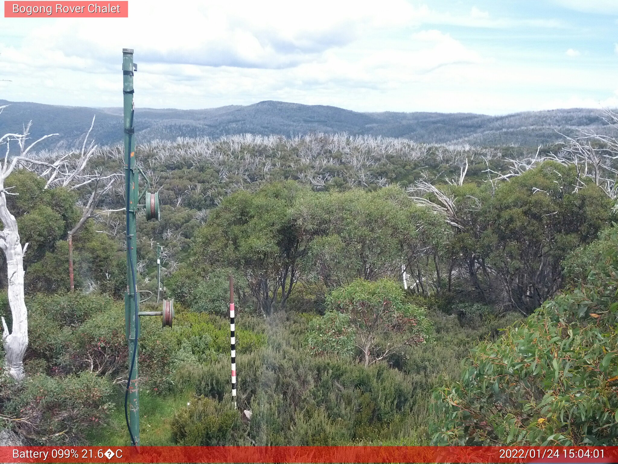 Bogong Web Cam 3:04pm Monday 24th of January 2022