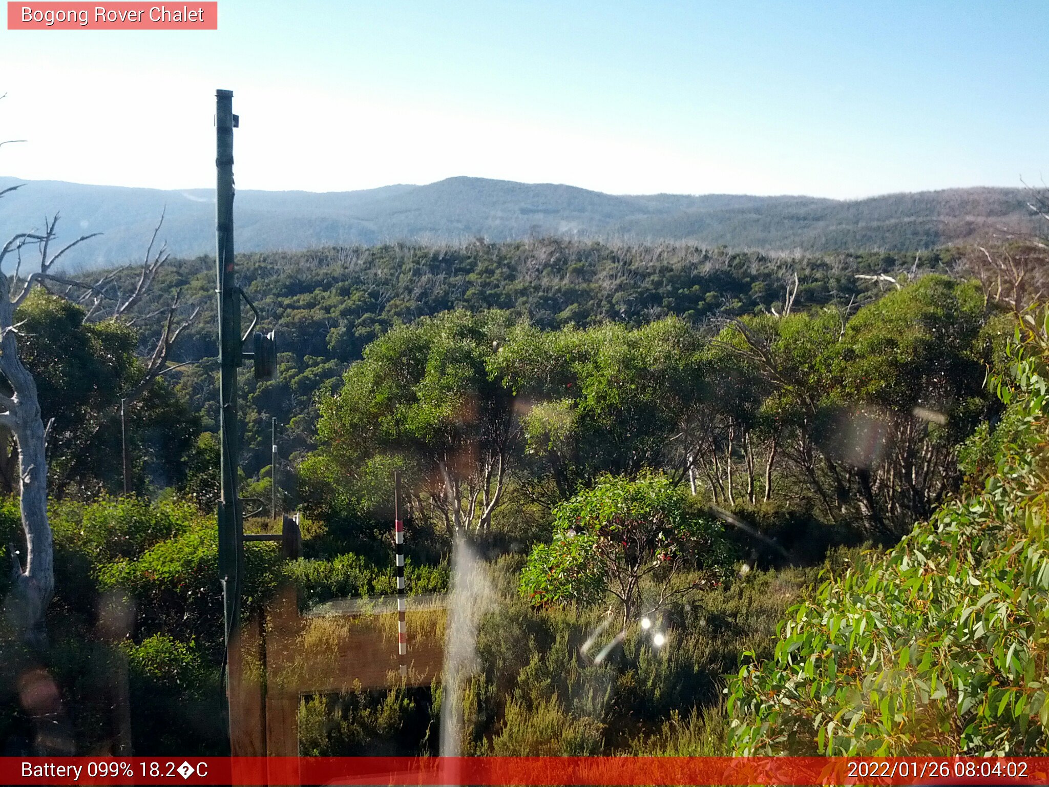 Bogong Web Cam 8:04am Wednesday 26th of January 2022