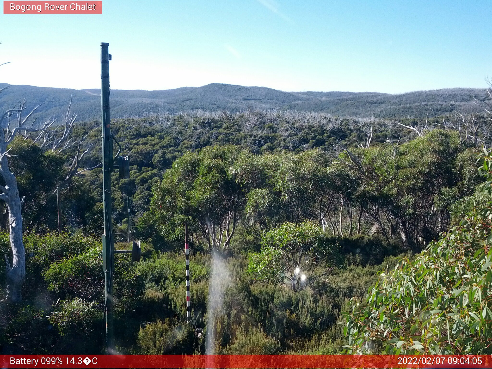 Bogong Web Cam 9:04am Monday 7th of February 2022