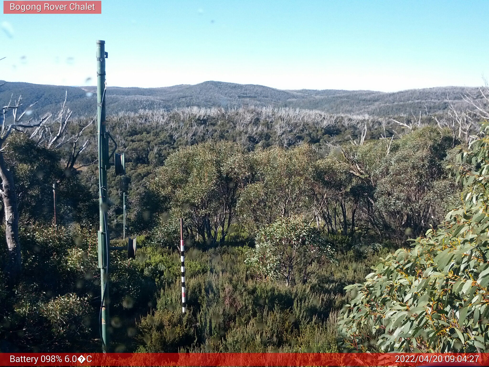 Bogong Web Cam 9:04am Wednesday 20th of April 2022