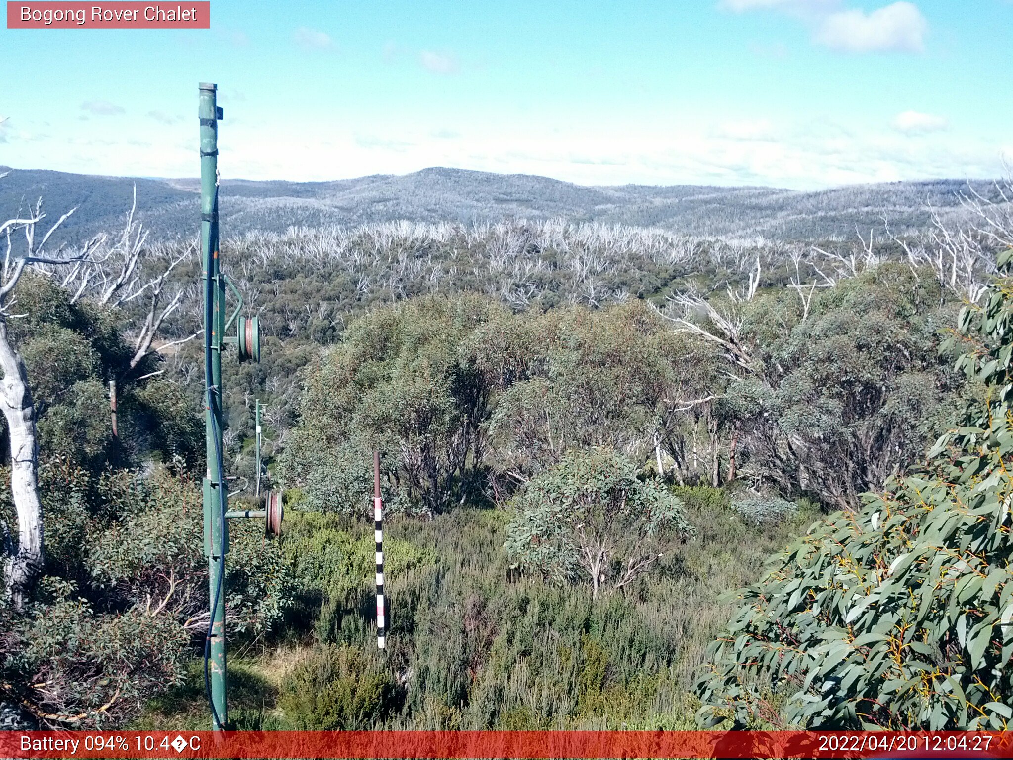 Bogong Web Cam 12:04pm Wednesday 20th of April 2022