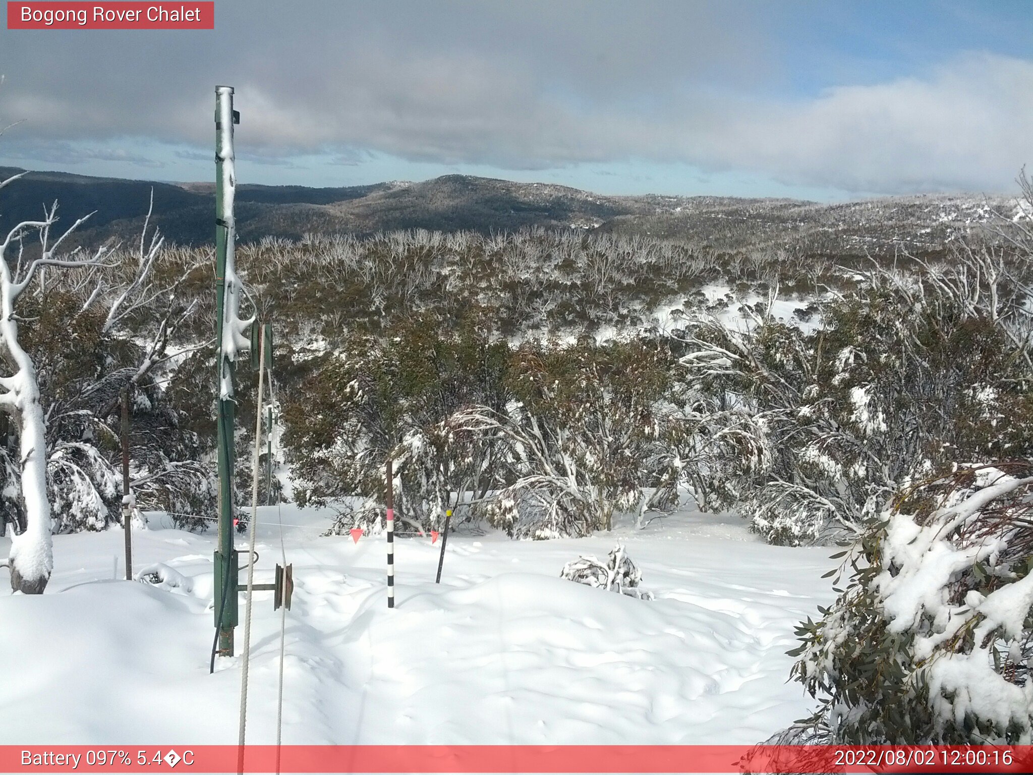 Bogong Web Cam 12:00pm Tuesday 2nd of August 2022