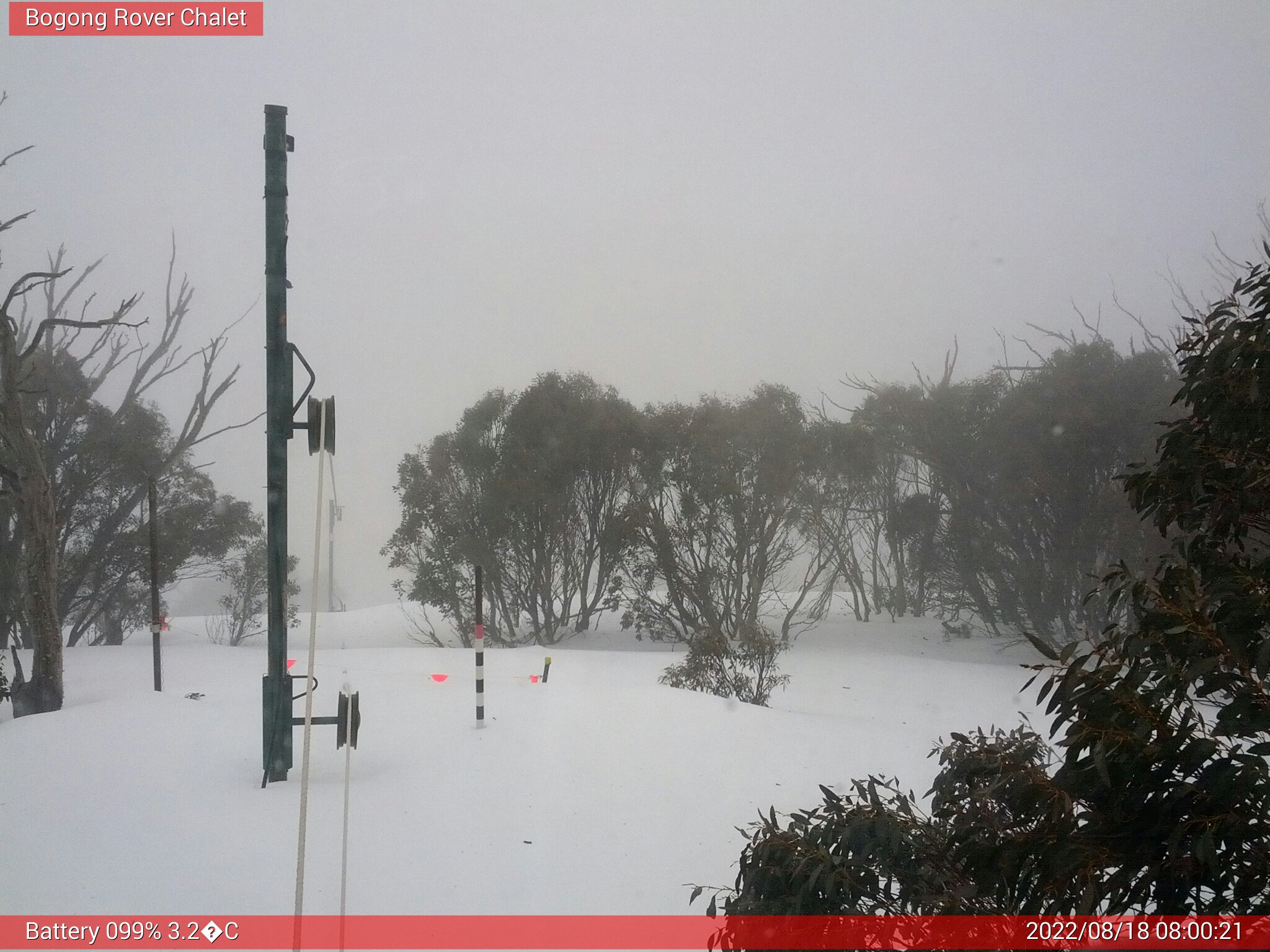 Bogong Web Cam 8:00am Thursday 18th of August 2022