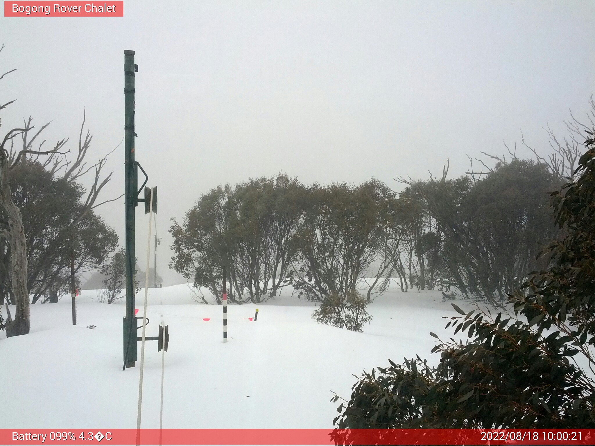 Bogong Web Cam 10:00am Thursday 18th of August 2022