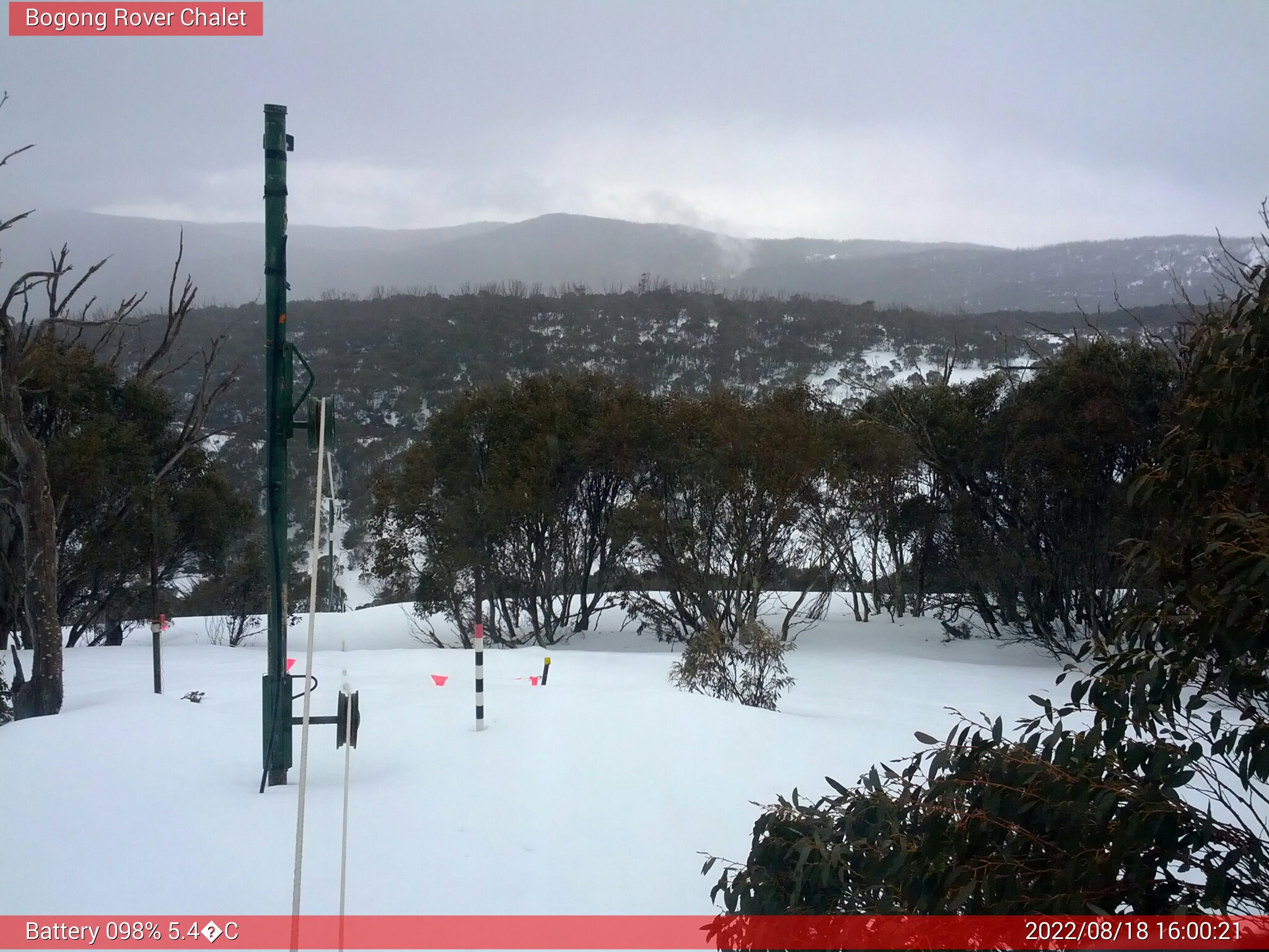 Bogong Web Cam 4:00pm Thursday 18th of August 2022