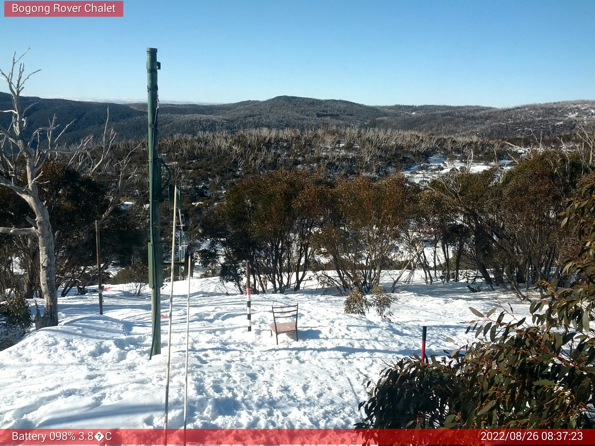 Bogong Web Cam 8:37am Friday 26th of August 2022