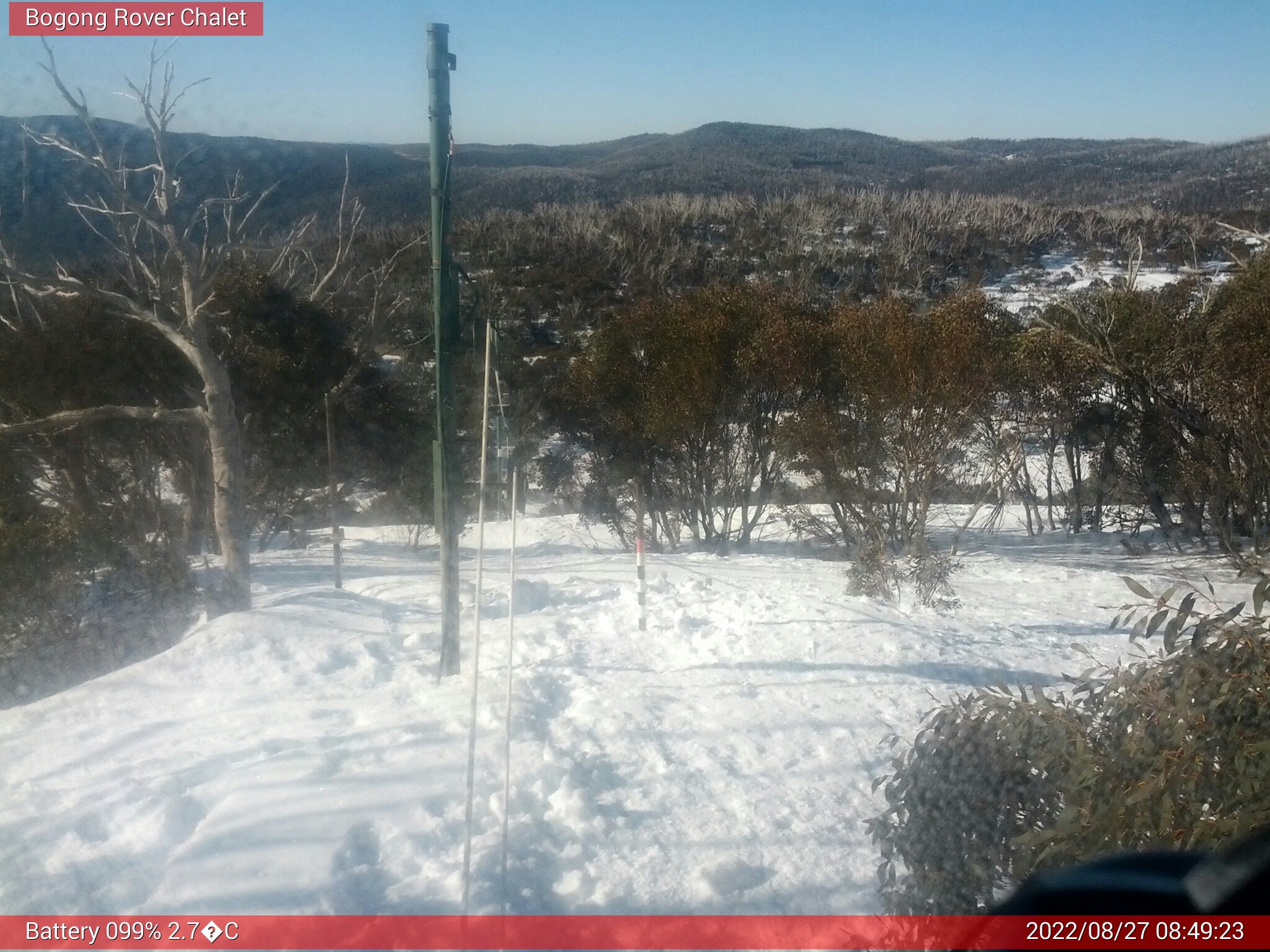 Bogong Web Cam 8:49am Saturday 27th of August 2022