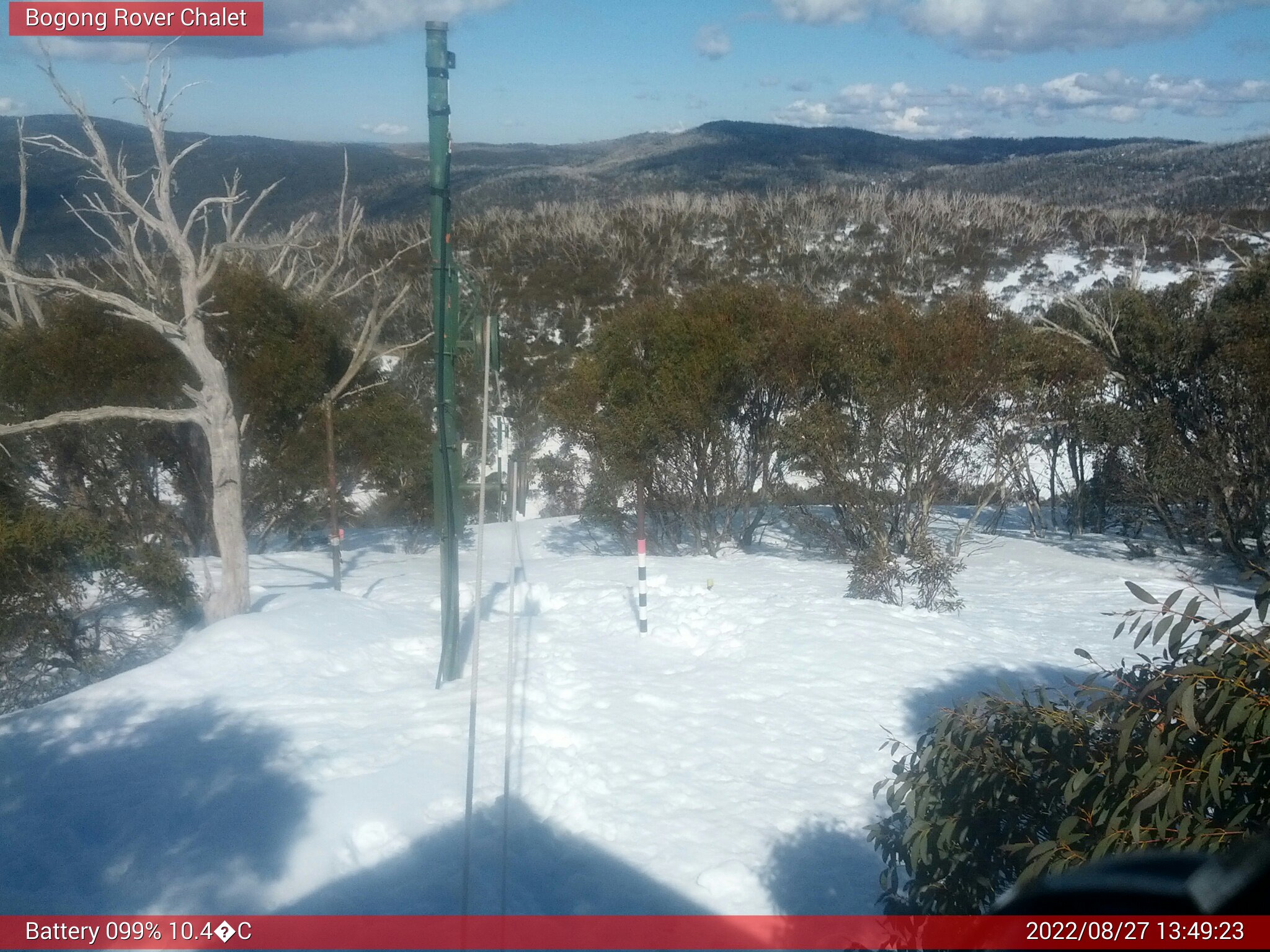 Bogong Web Cam 1:49pm Saturday 27th of August 2022