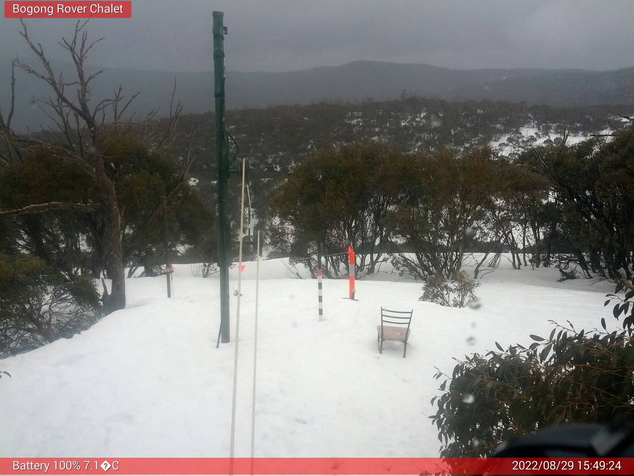 Bogong Web Cam 3:49pm Monday 29th of August 2022