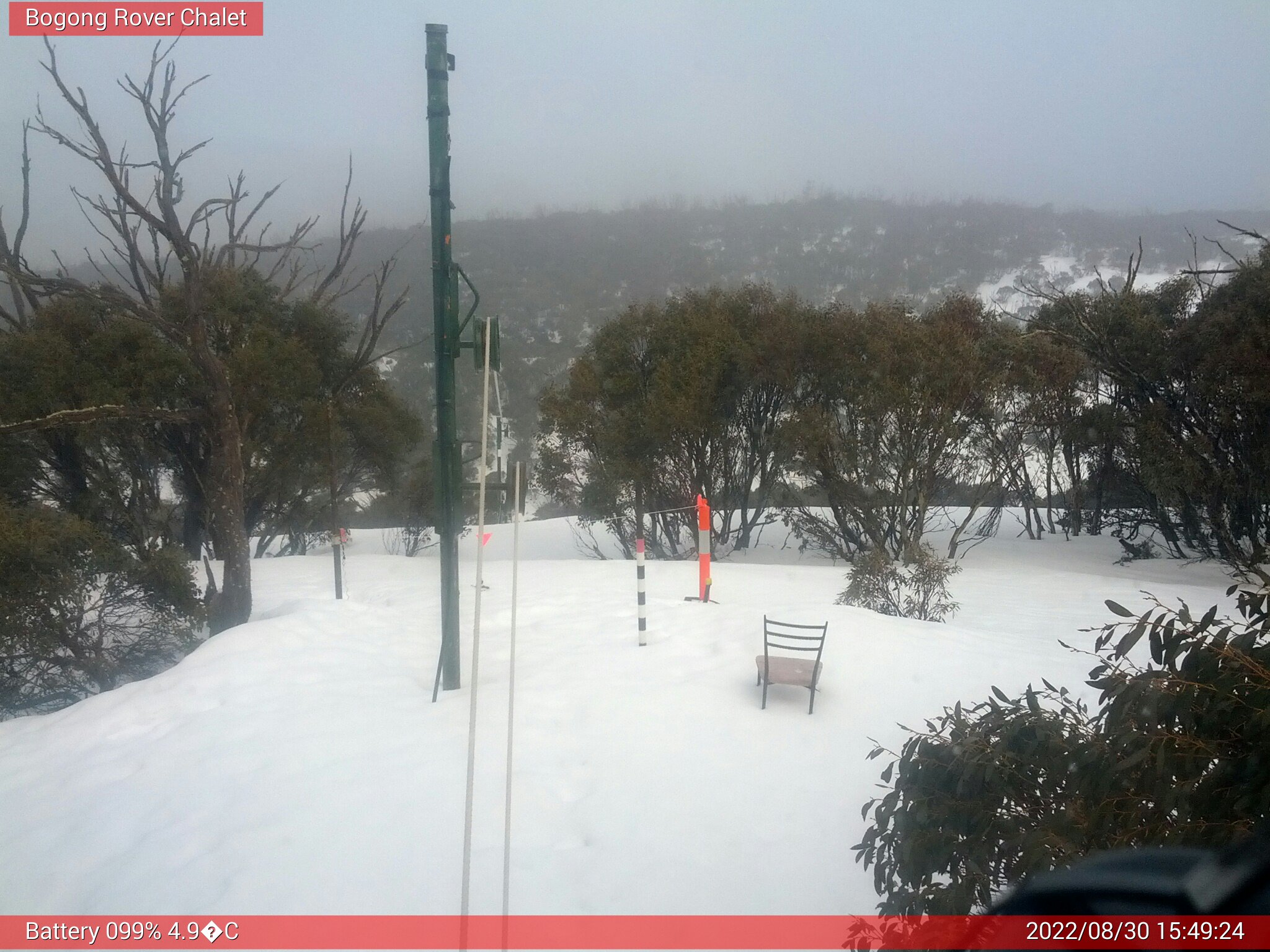 Bogong Web Cam 3:49pm Tuesday 30th of August 2022