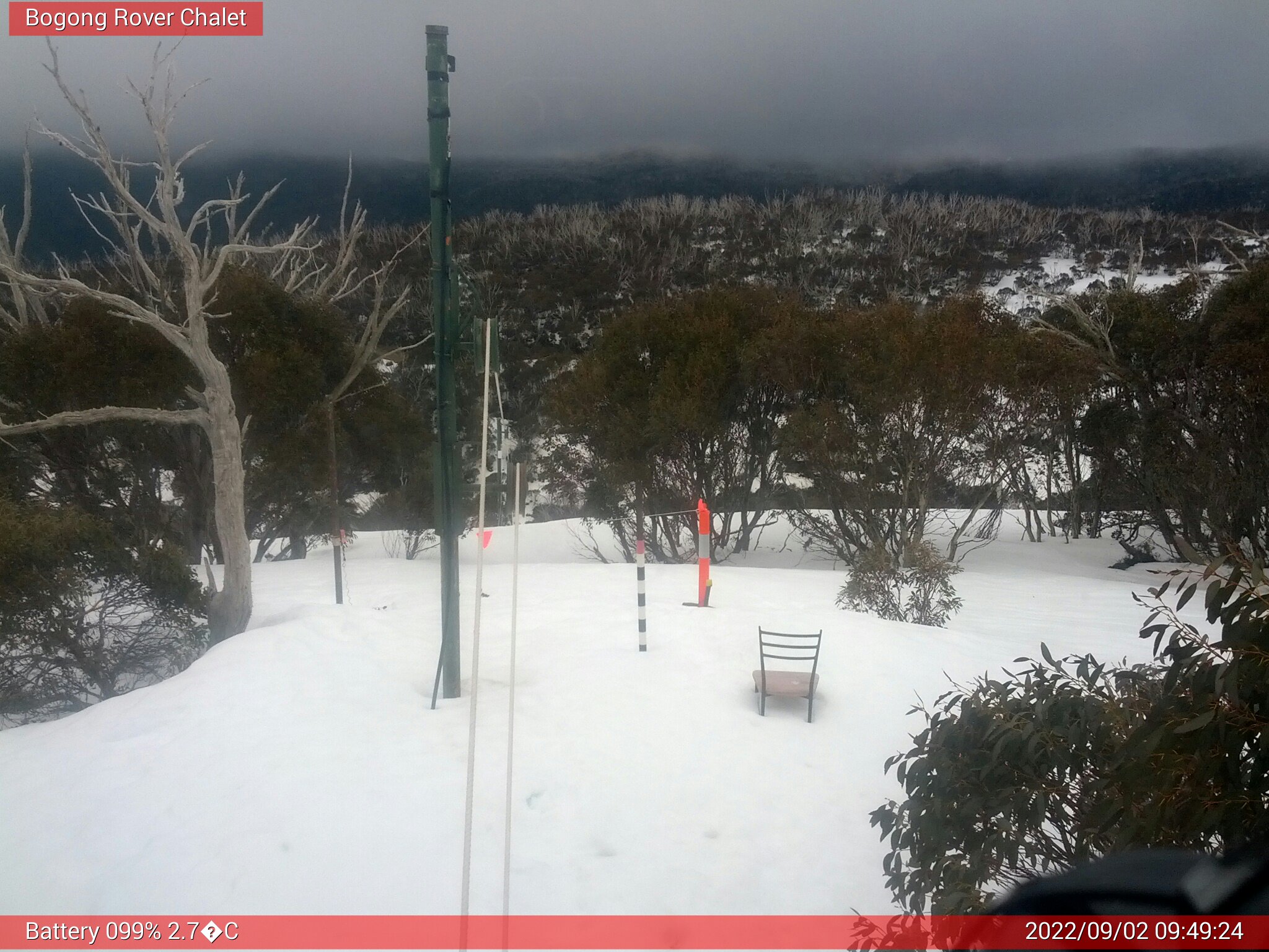 Bogong Web Cam 9:49am Friday 2nd of September 2022