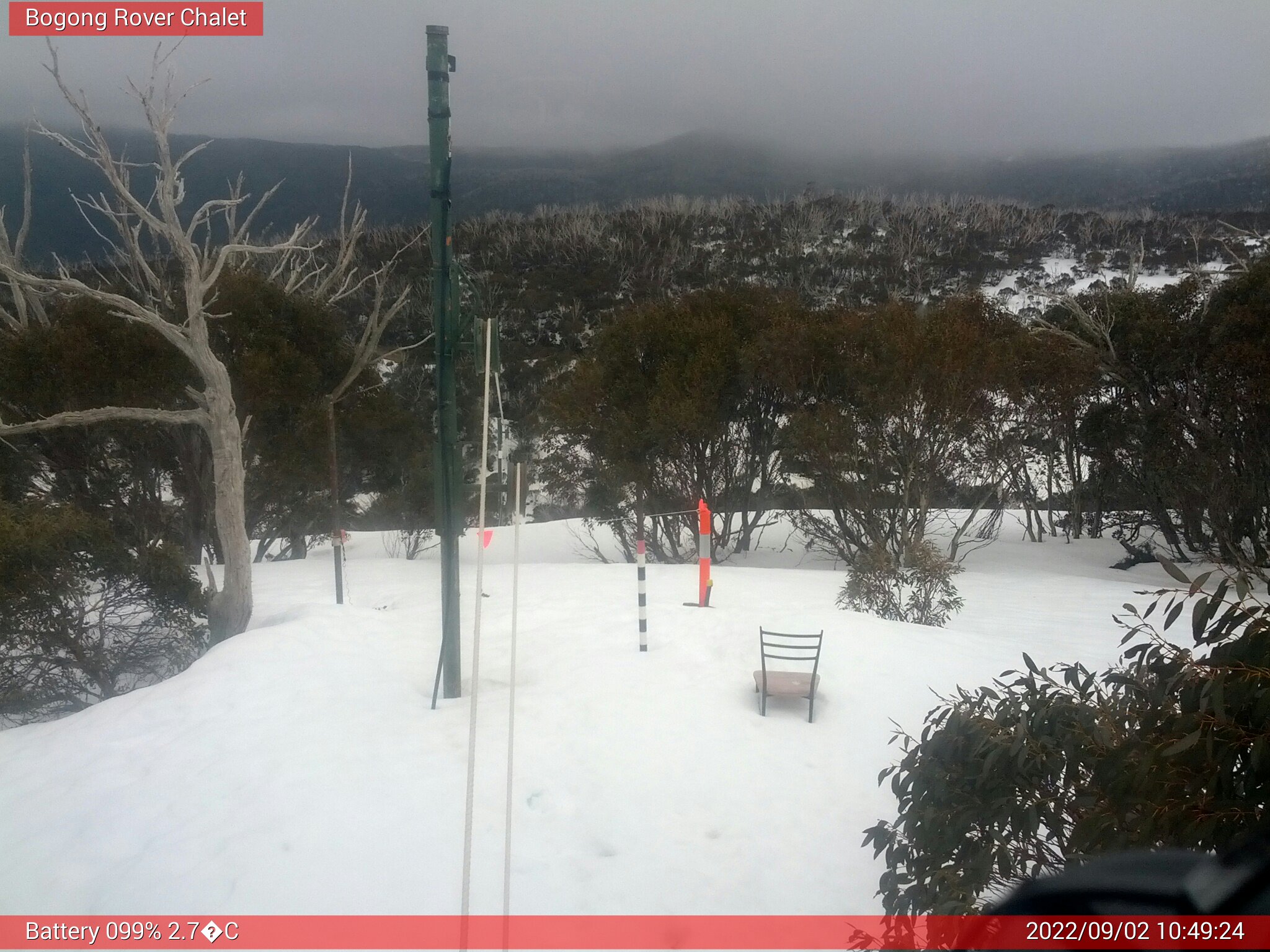 Bogong Web Cam 10:49am Friday 2nd of September 2022