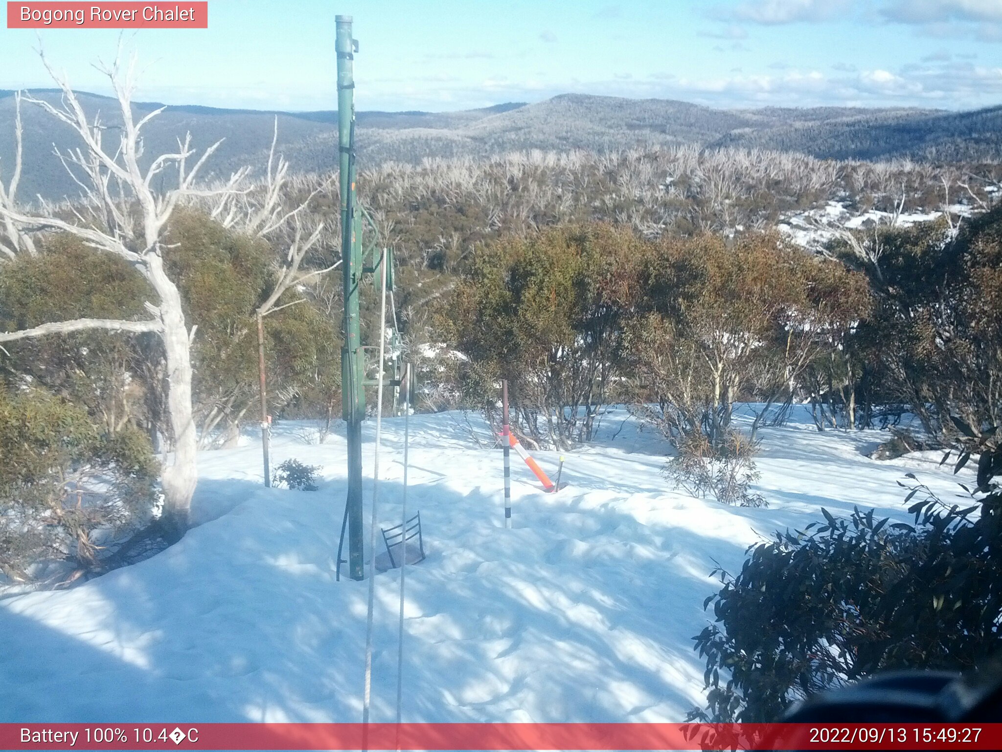 Bogong Web Cam 3:49pm Tuesday 13th of September 2022