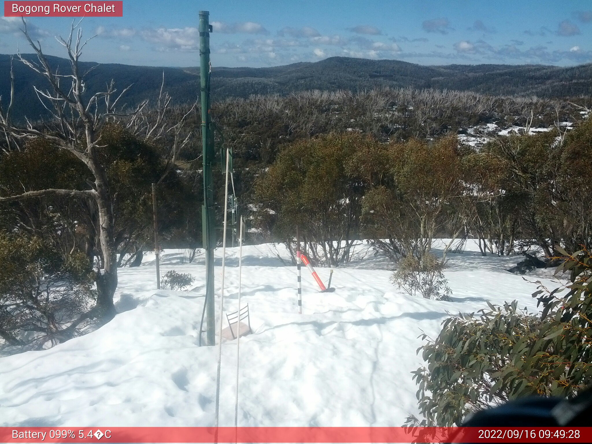 Bogong Web Cam 9:49am Friday 16th of September 2022