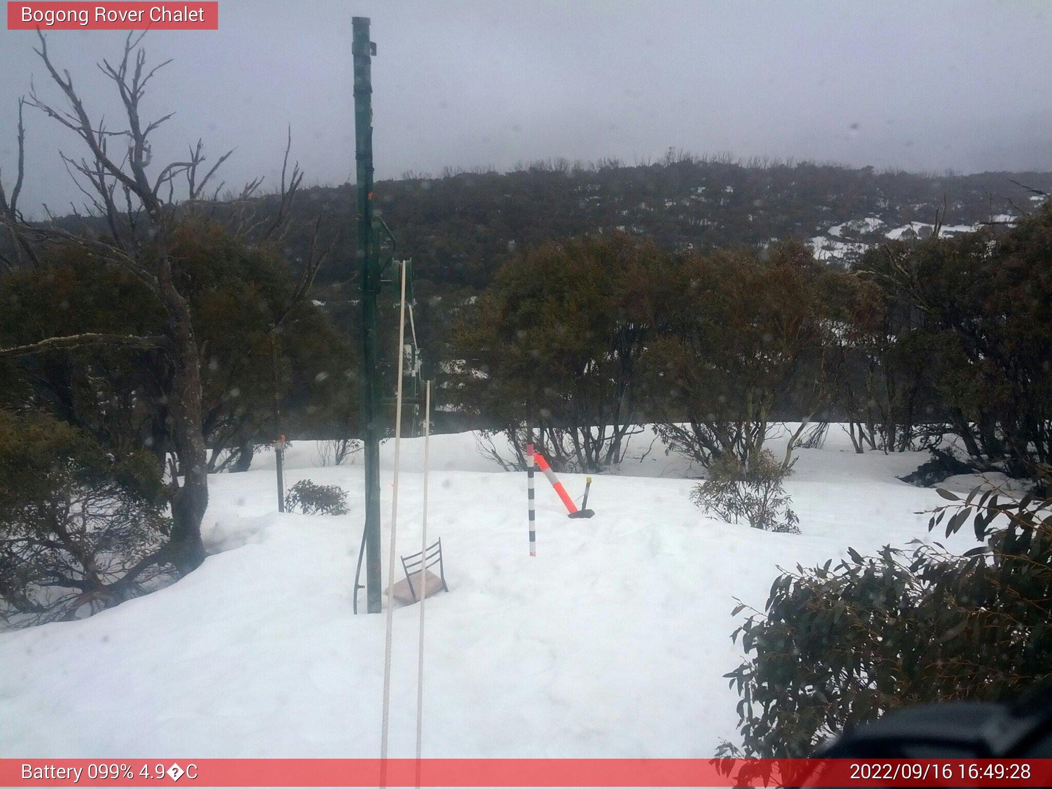 Bogong Web Cam 4:49pm Friday 16th of September 2022