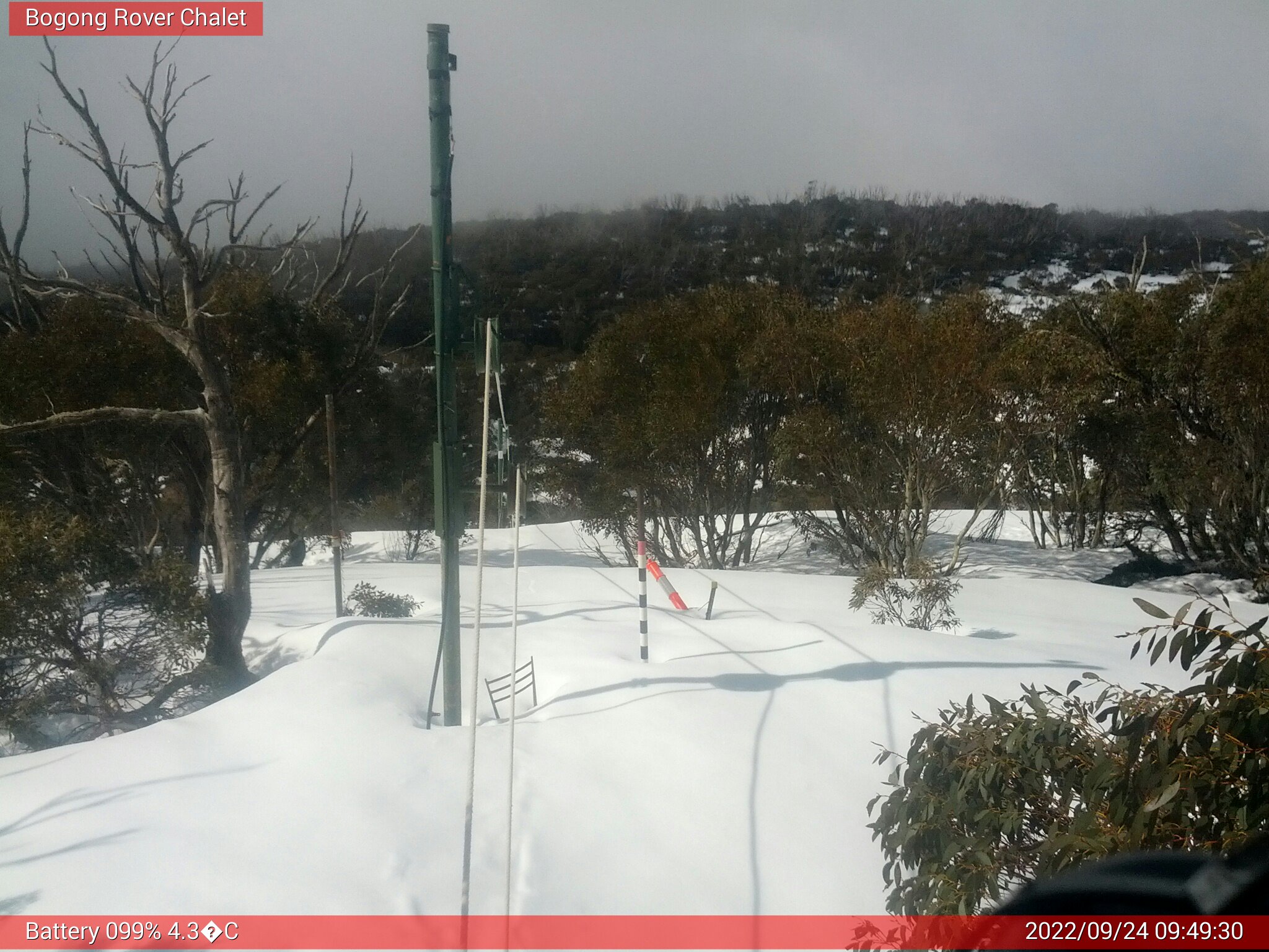 Bogong Web Cam 9:49am Saturday 24th of September 2022