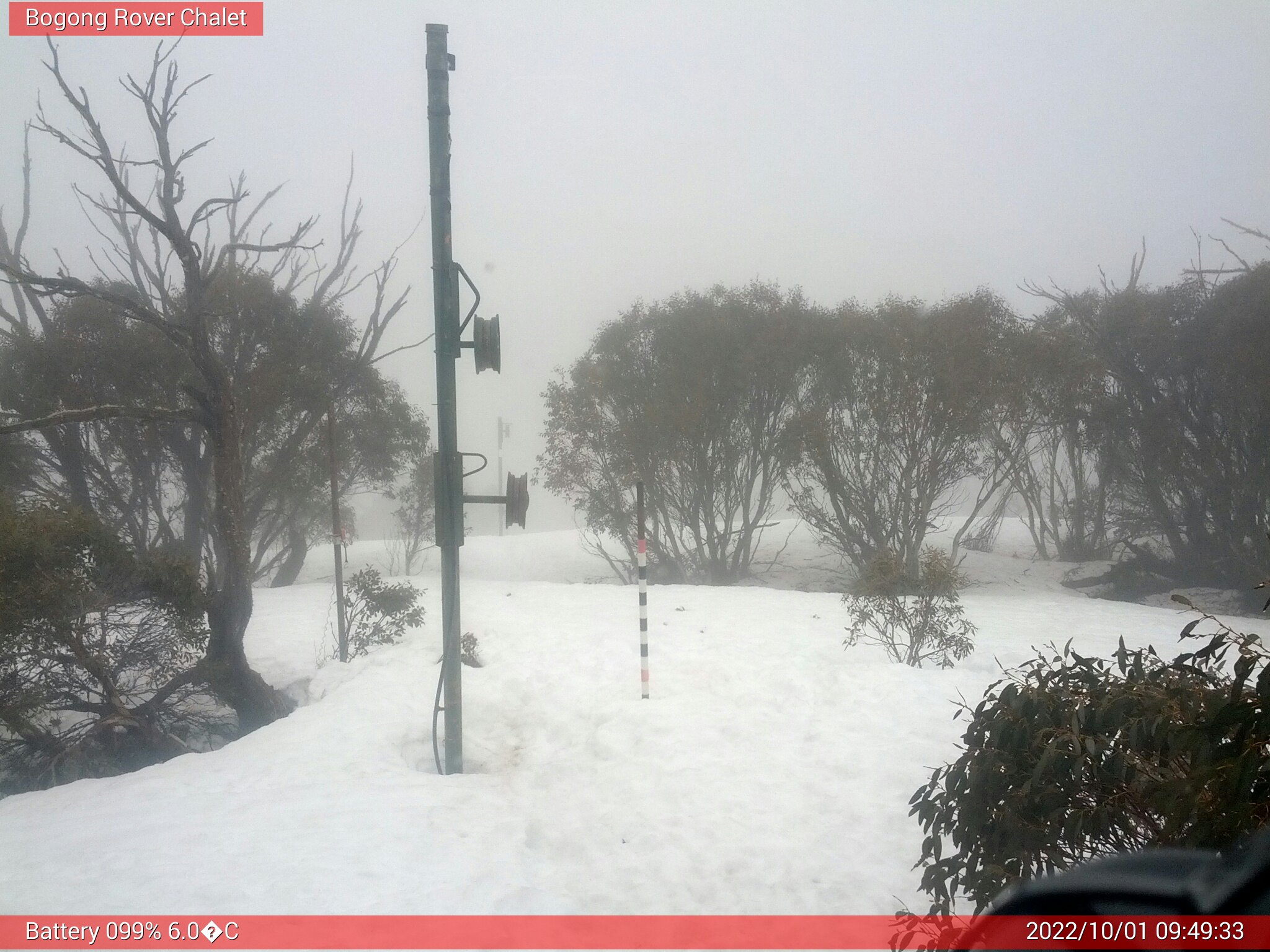 Bogong Web Cam 9:49am Saturday 1st of October 2022