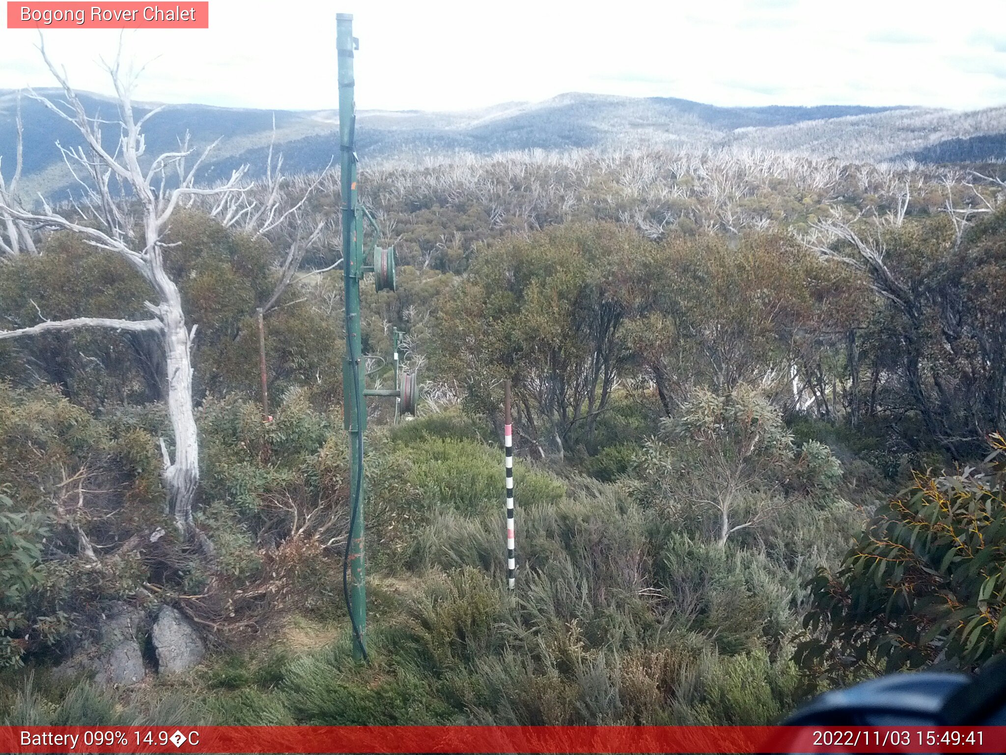 Bogong Web Cam 3:49pm Thursday 3rd of November 2022