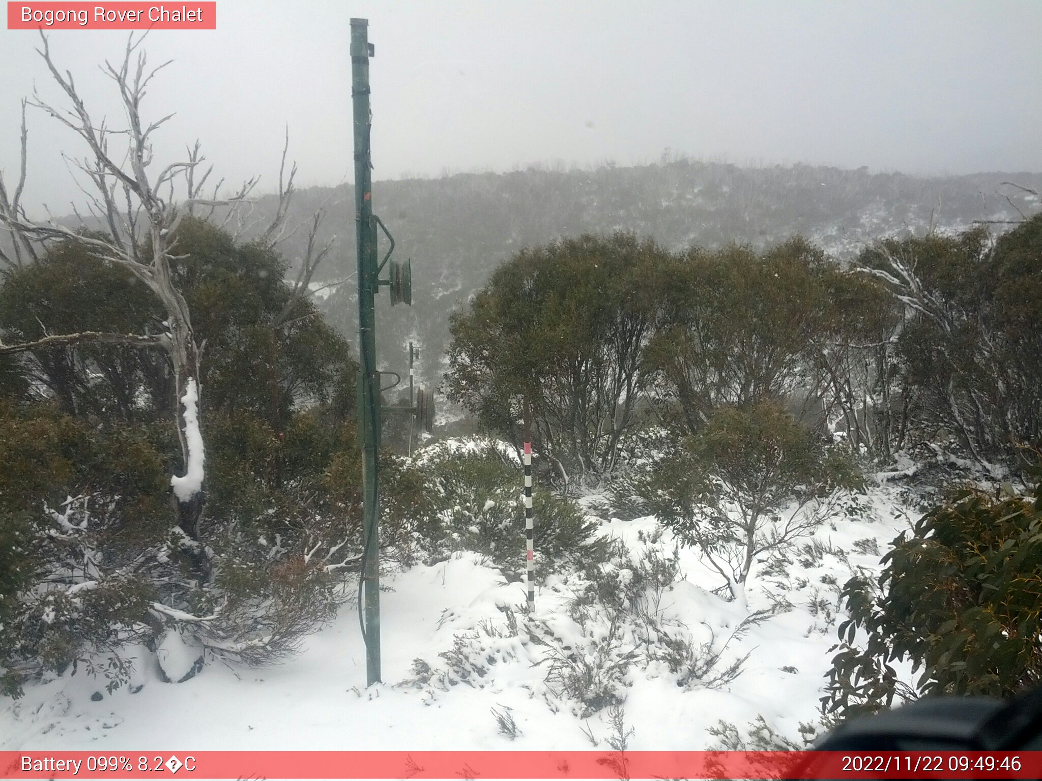 Bogong Web Cam 9:49am Tuesday 22nd of November 2022