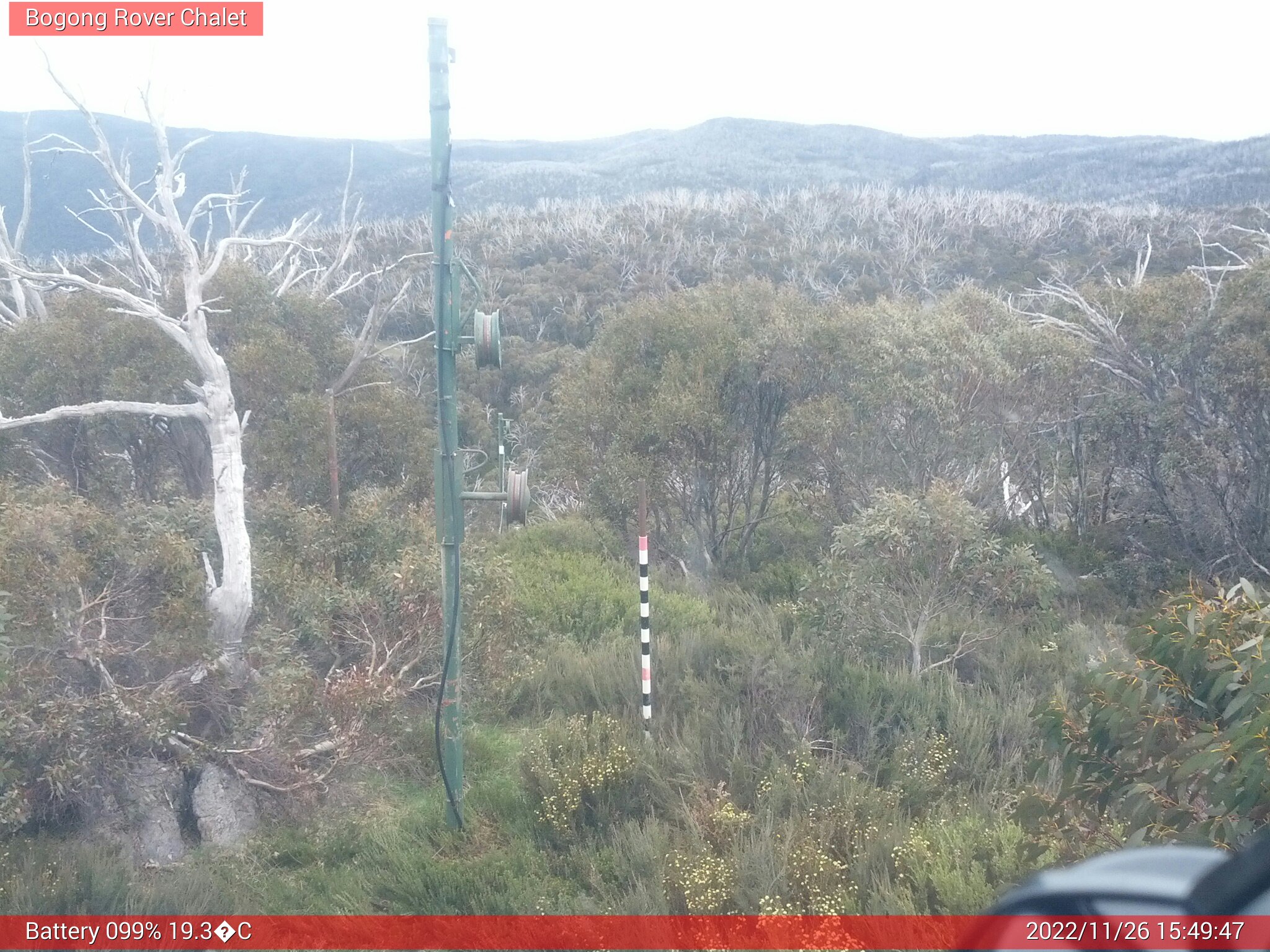 Bogong Web Cam 3:49pm Saturday 26th of November 2022