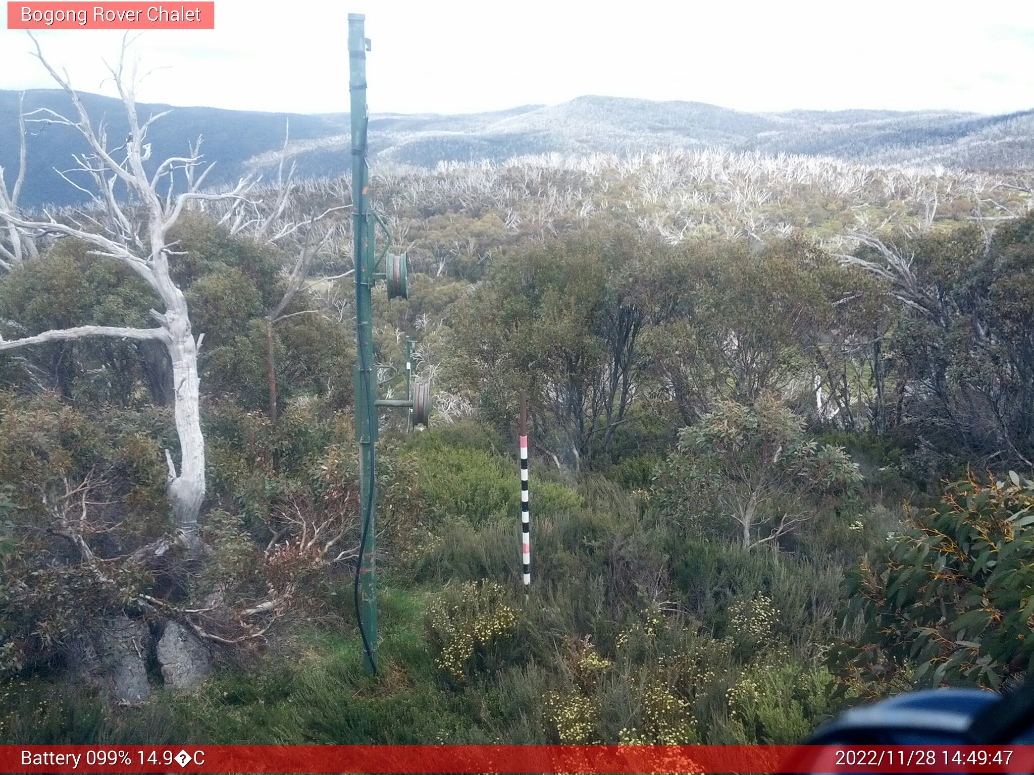 Bogong Web Cam 2:49pm Monday 28th of November 2022