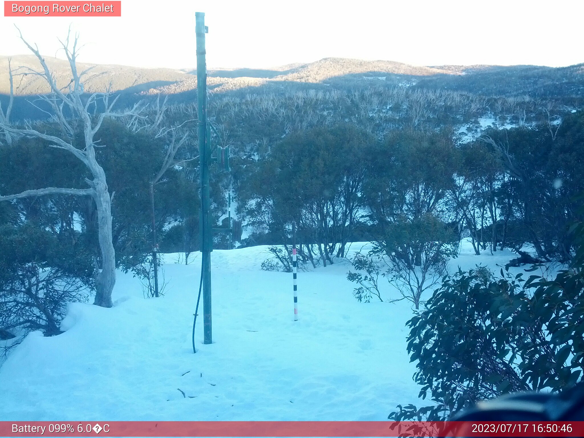 Bogong Web Cam 4:50pm Monday 17th of July 2023