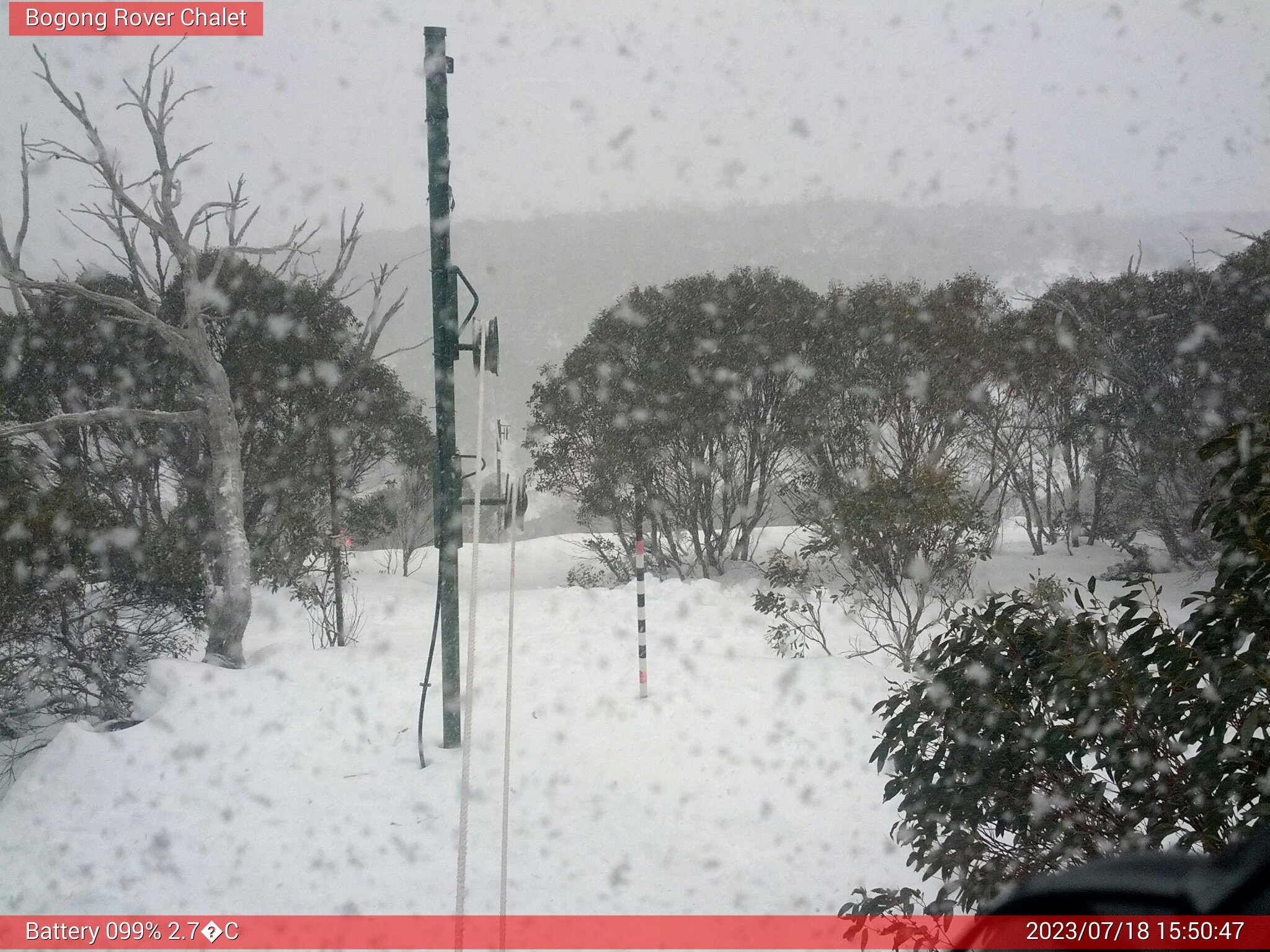 Bogong Web Cam 3:50pm Tuesday 18th of July 2023