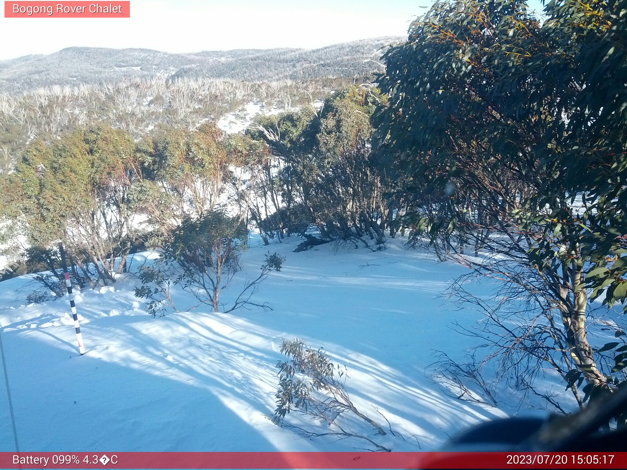 Bogong Web Cam 3:05pm Thursday 20th of July 2023