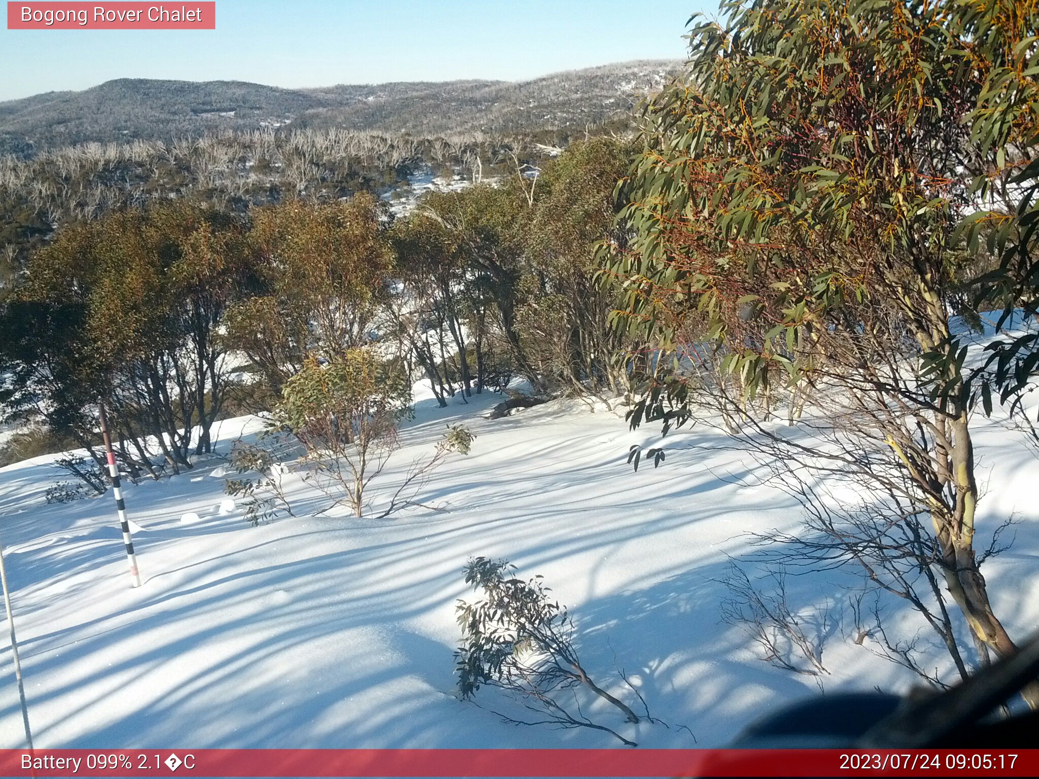 Bogong Web Cam 9:05am Monday 24th of July 2023