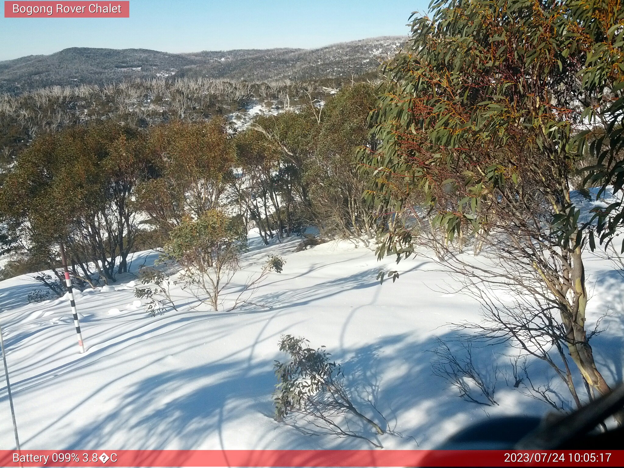 Bogong Web Cam 10:05am Monday 24th of July 2023