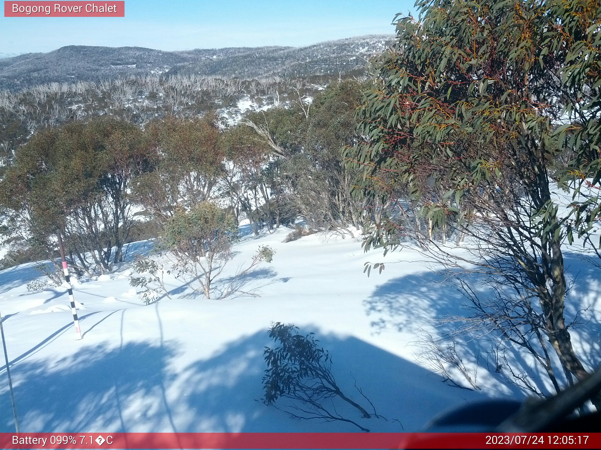 Bogong Web Cam 12:05pm Monday 24th of July 2023