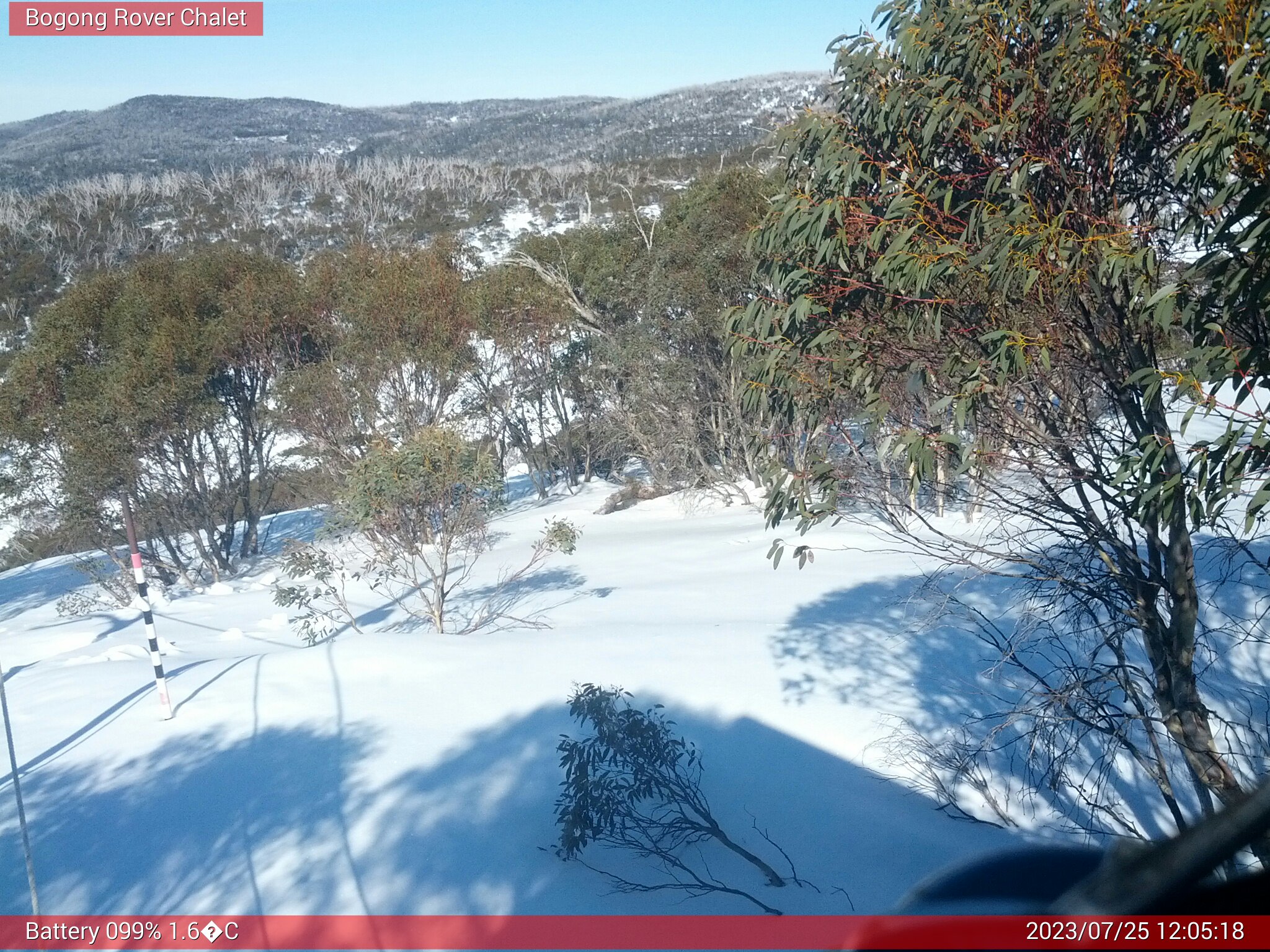 Bogong Web Cam 12:05pm Tuesday 25th of July 2023