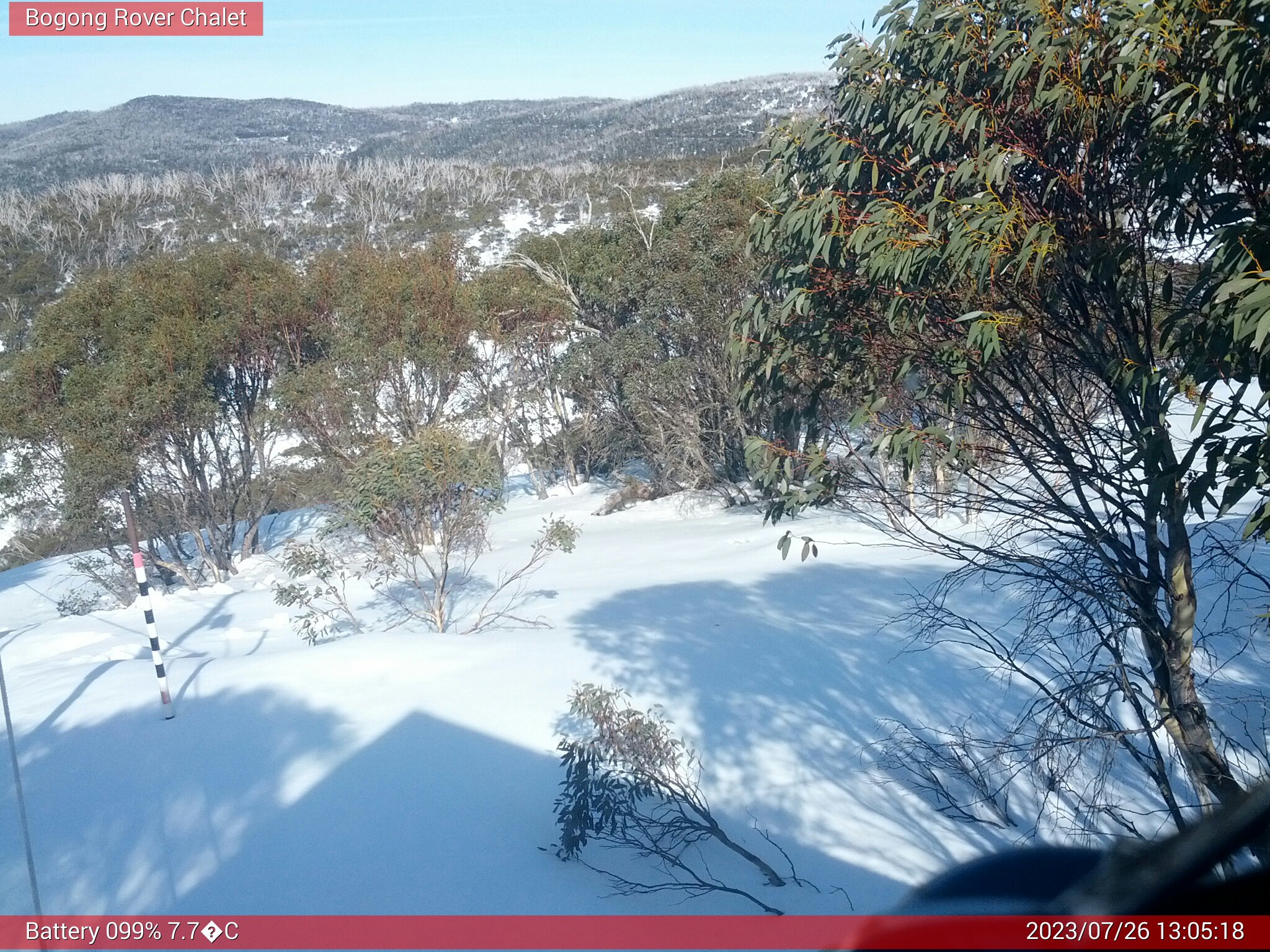 Bogong Web Cam 1:05pm Wednesday 26th of July 2023