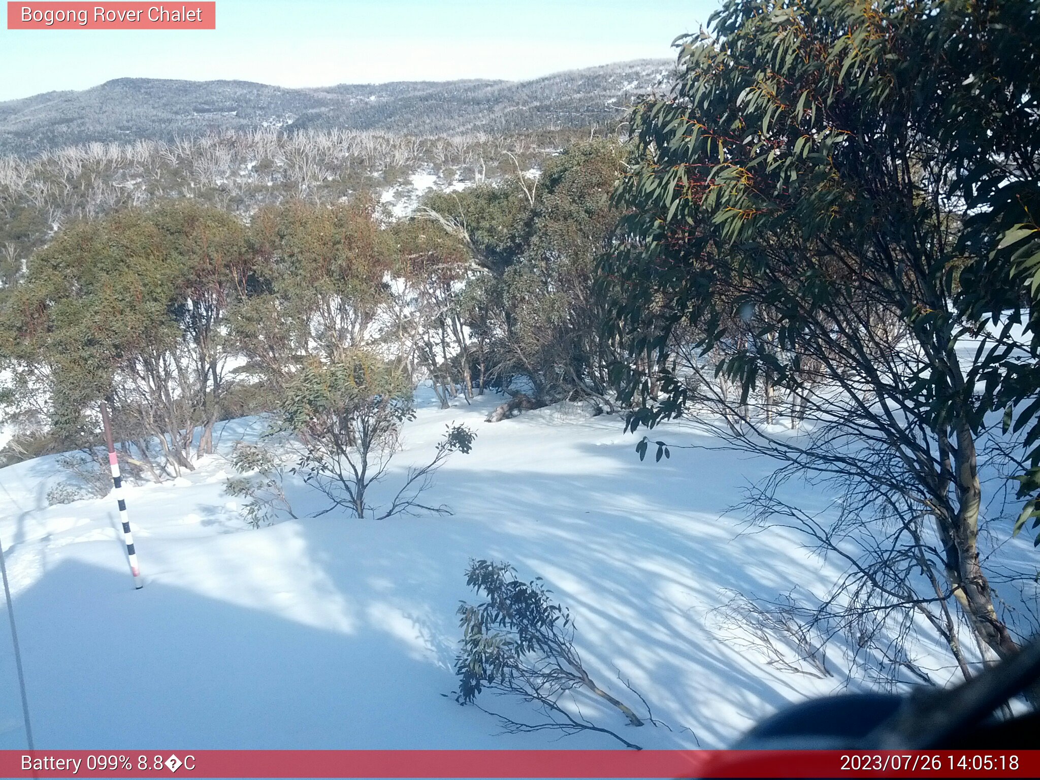 Bogong Web Cam 2:05pm Wednesday 26th of July 2023