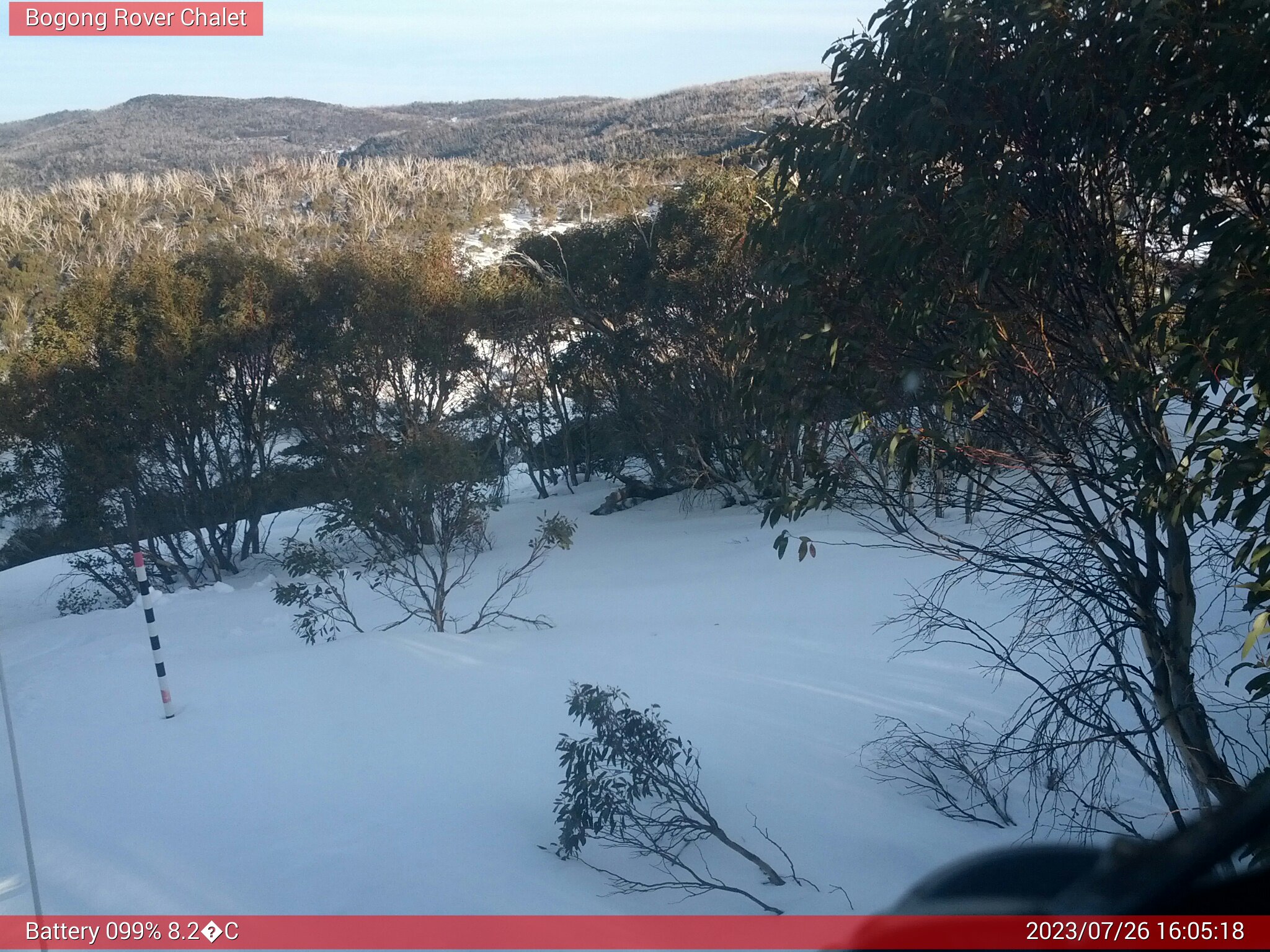 Bogong Web Cam 4:05pm Wednesday 26th of July 2023