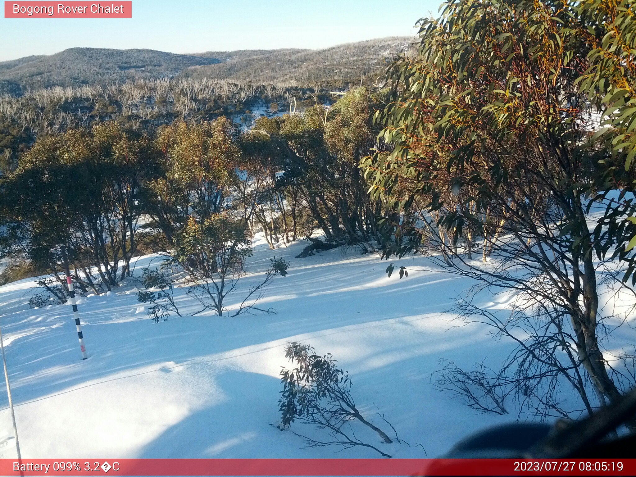 Bogong Web Cam 8:05am Thursday 27th of July 2023