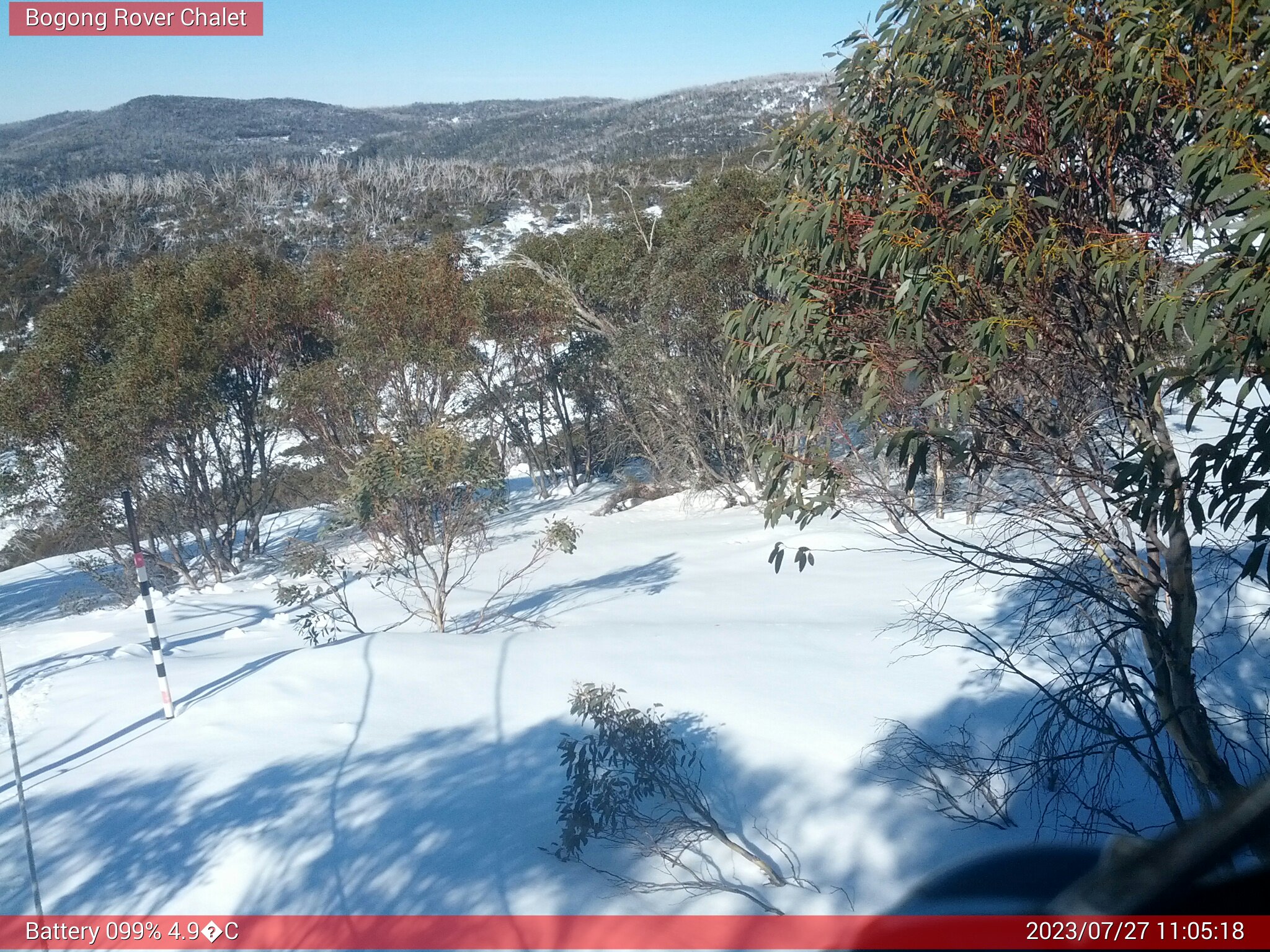 Bogong Web Cam 11:05am Thursday 27th of July 2023