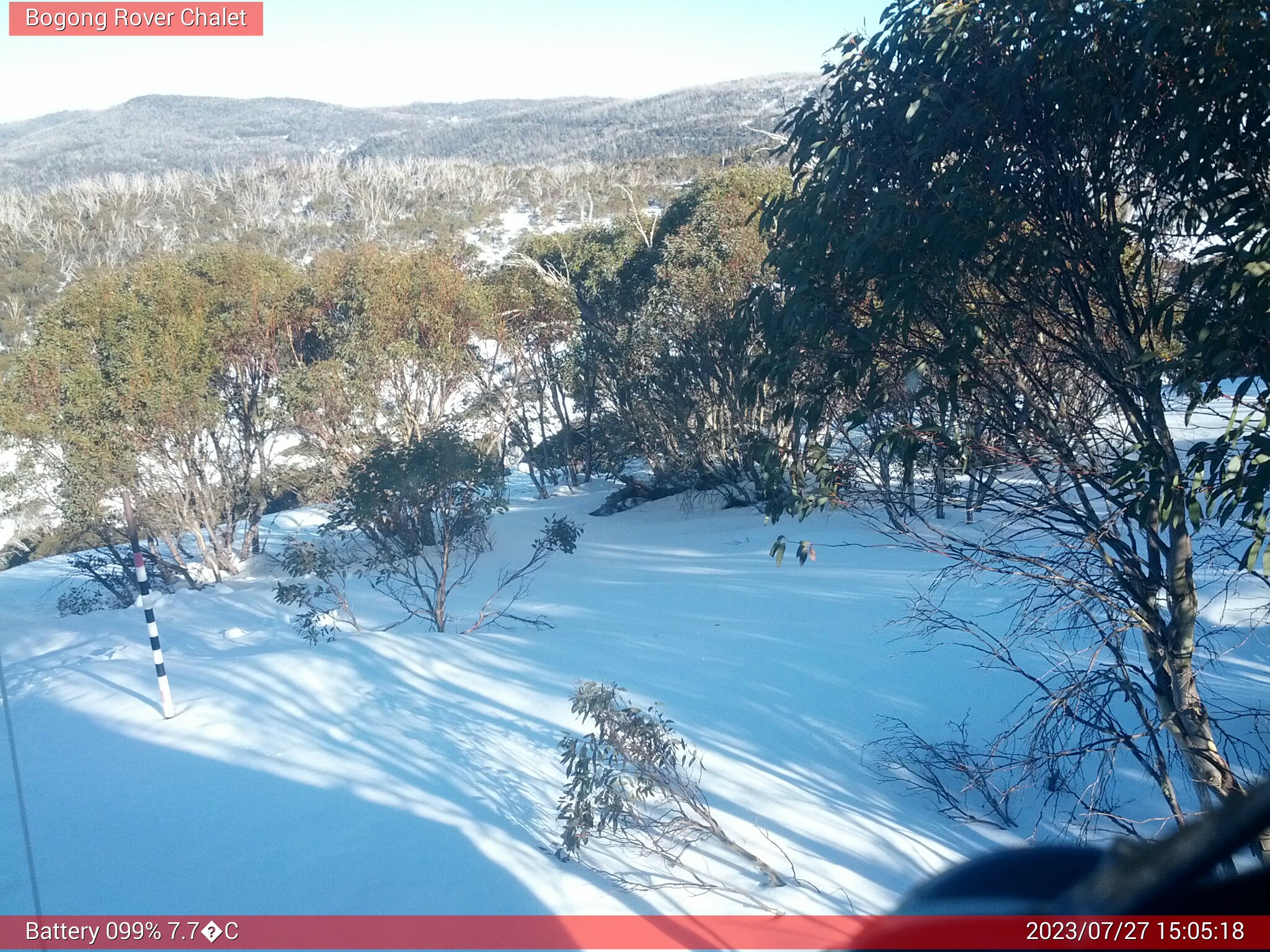 Bogong Web Cam 3:05pm Thursday 27th of July 2023